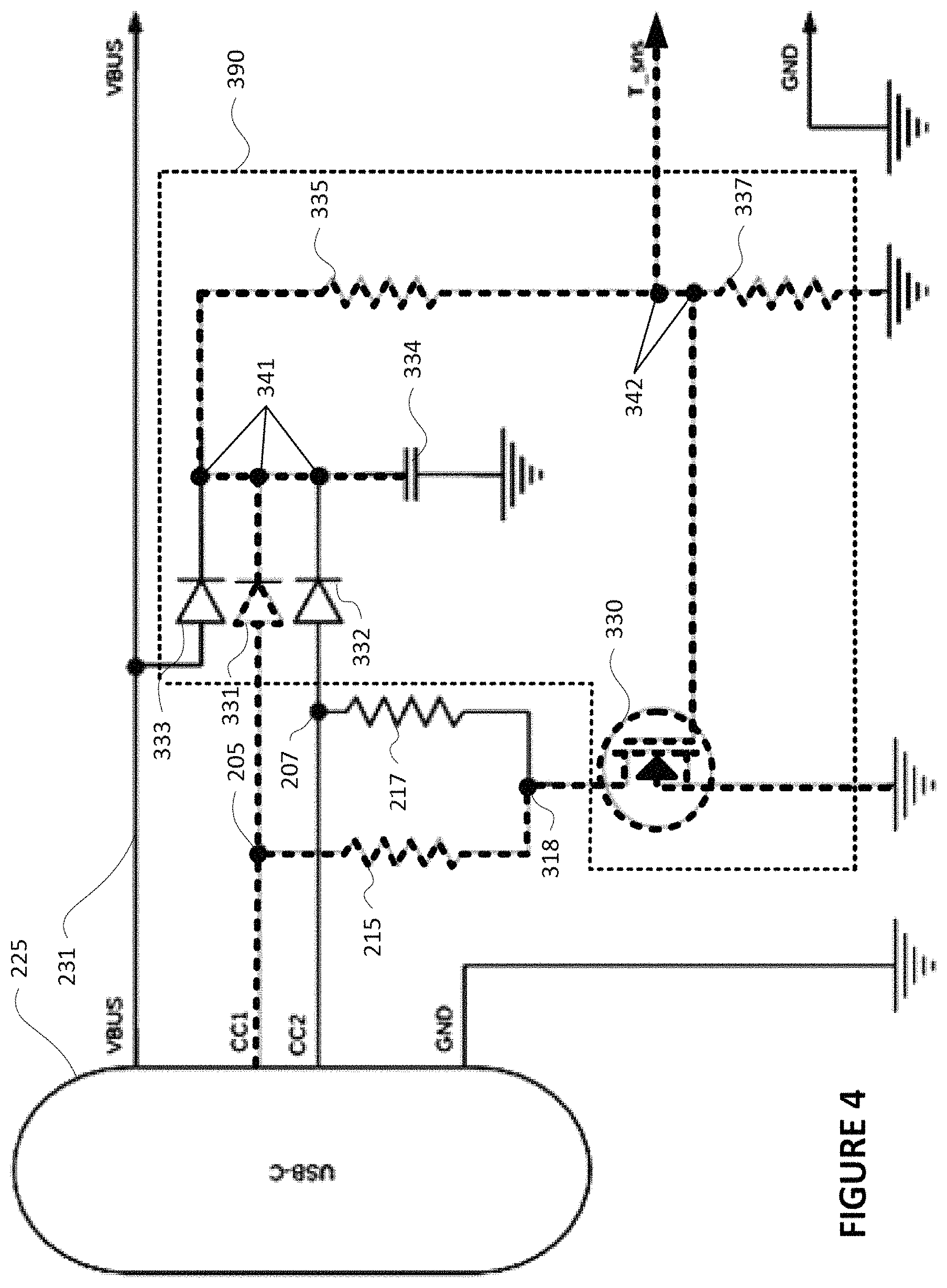 Patent US11784485 Figure 4 – USB Type-C port short protection