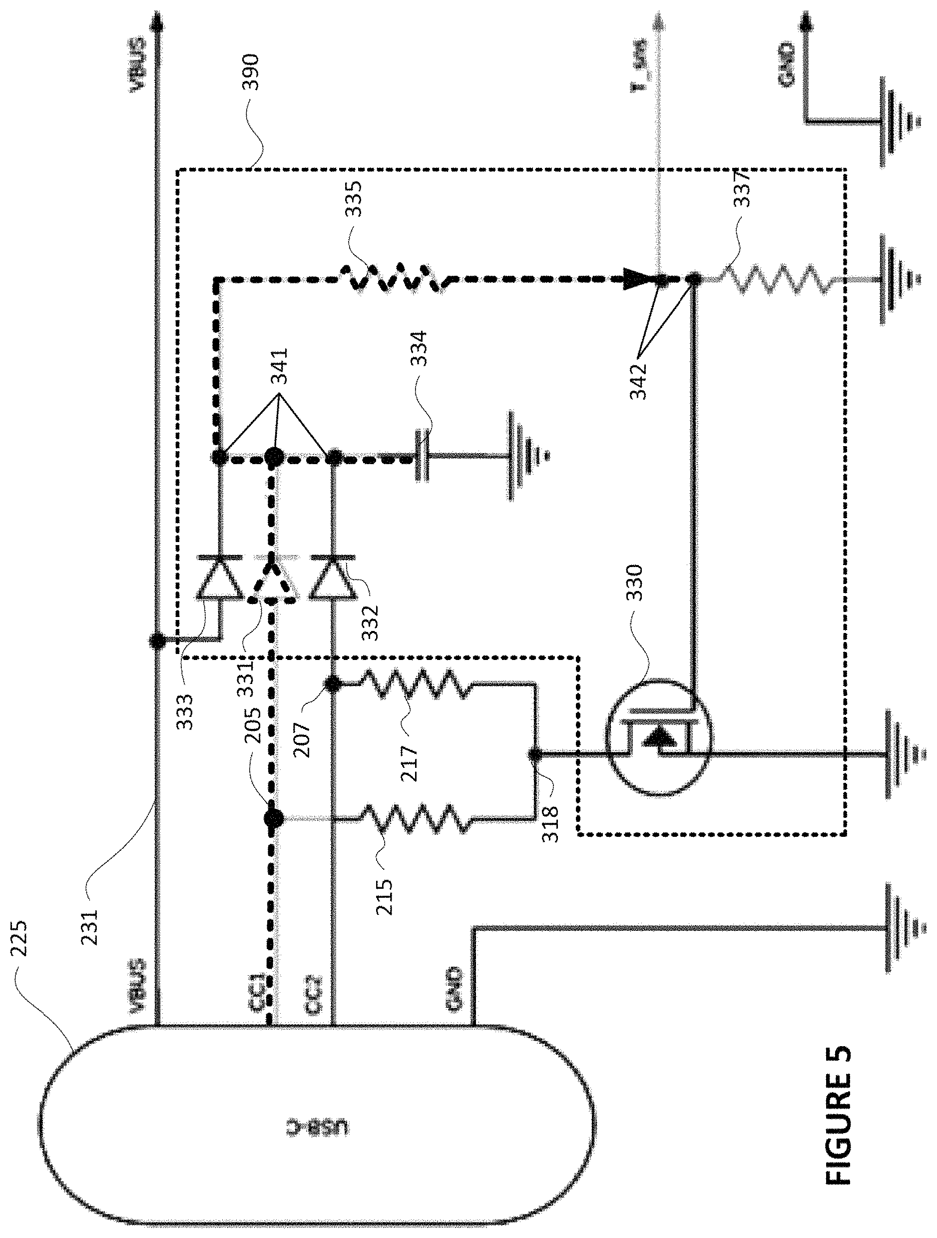 Patent US11784485 Figure 5 – USB Type-C port short protection