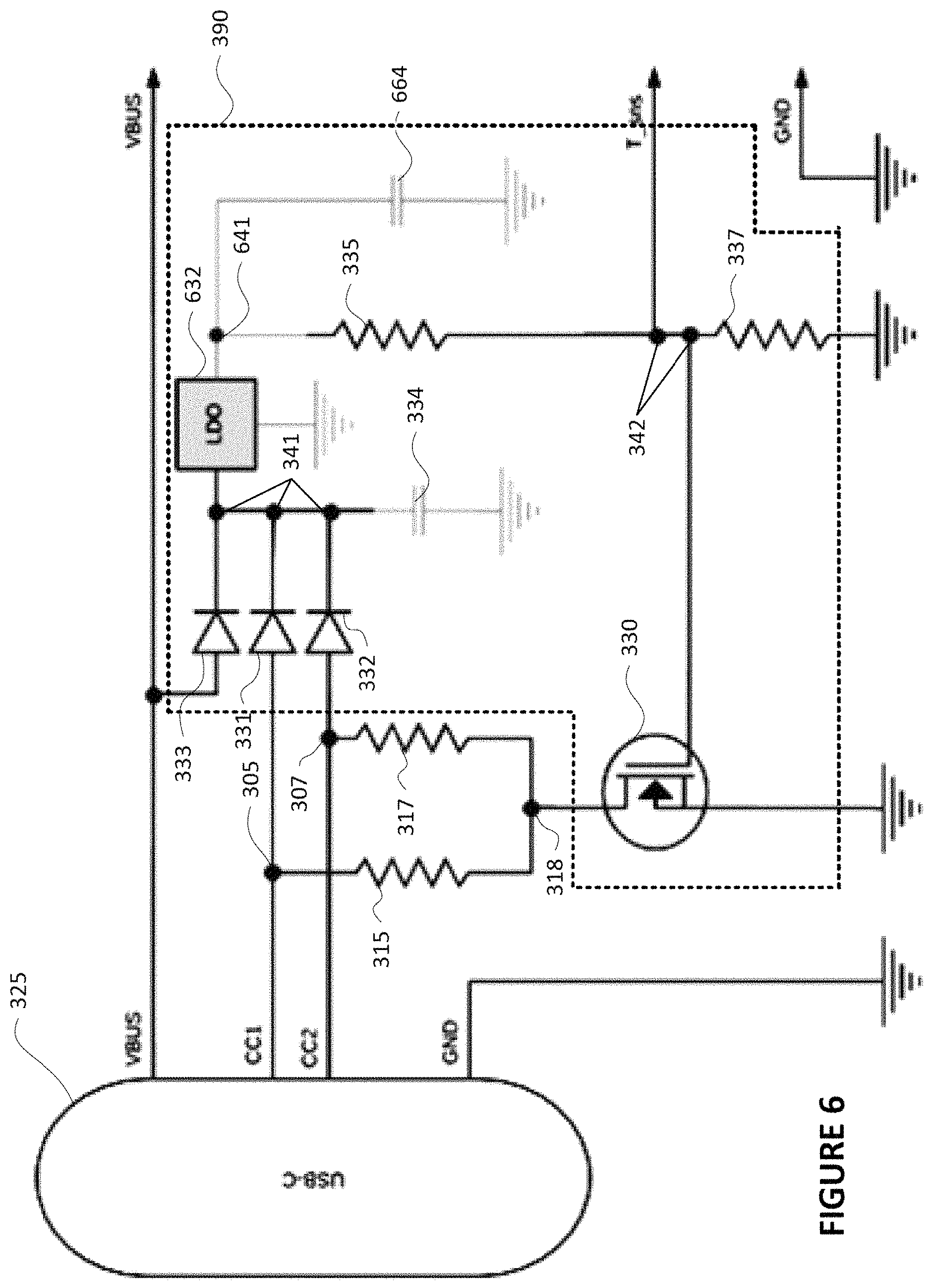 Patent US11784485 Figure 6 – USB Type-C port short protection