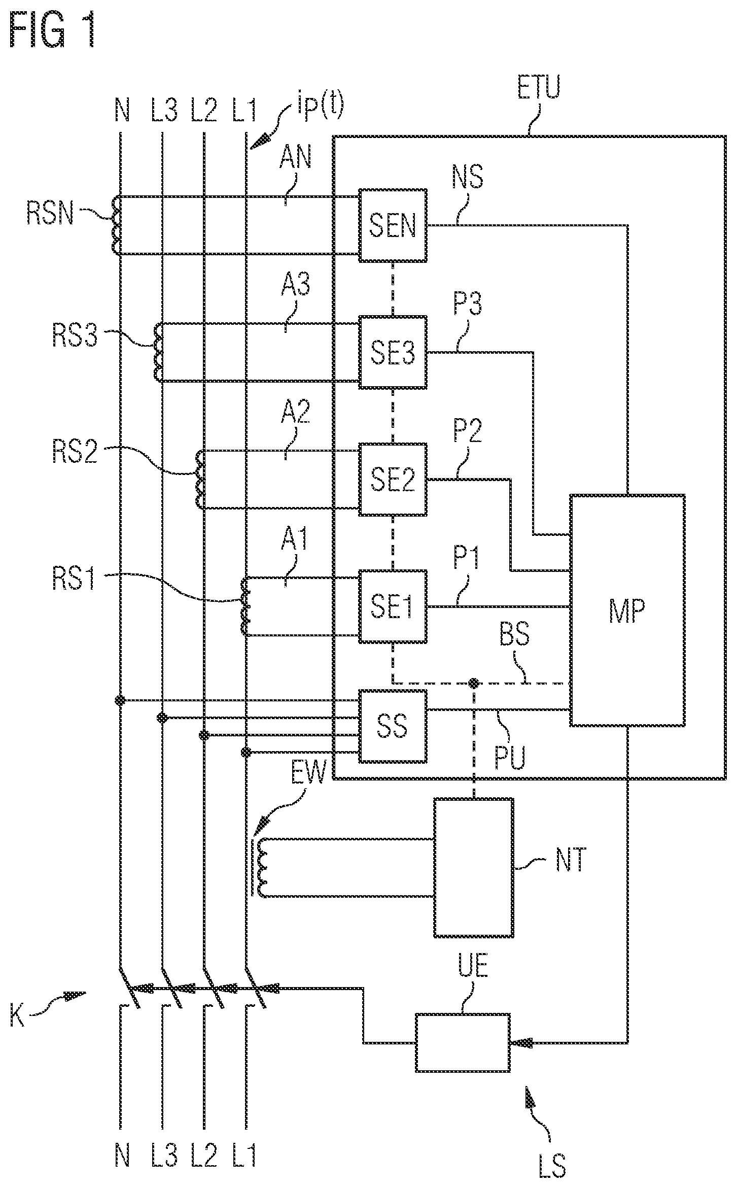 Patent US11784486 Figure 1 – Low-voltage circuit breaker and power measuring arrangement