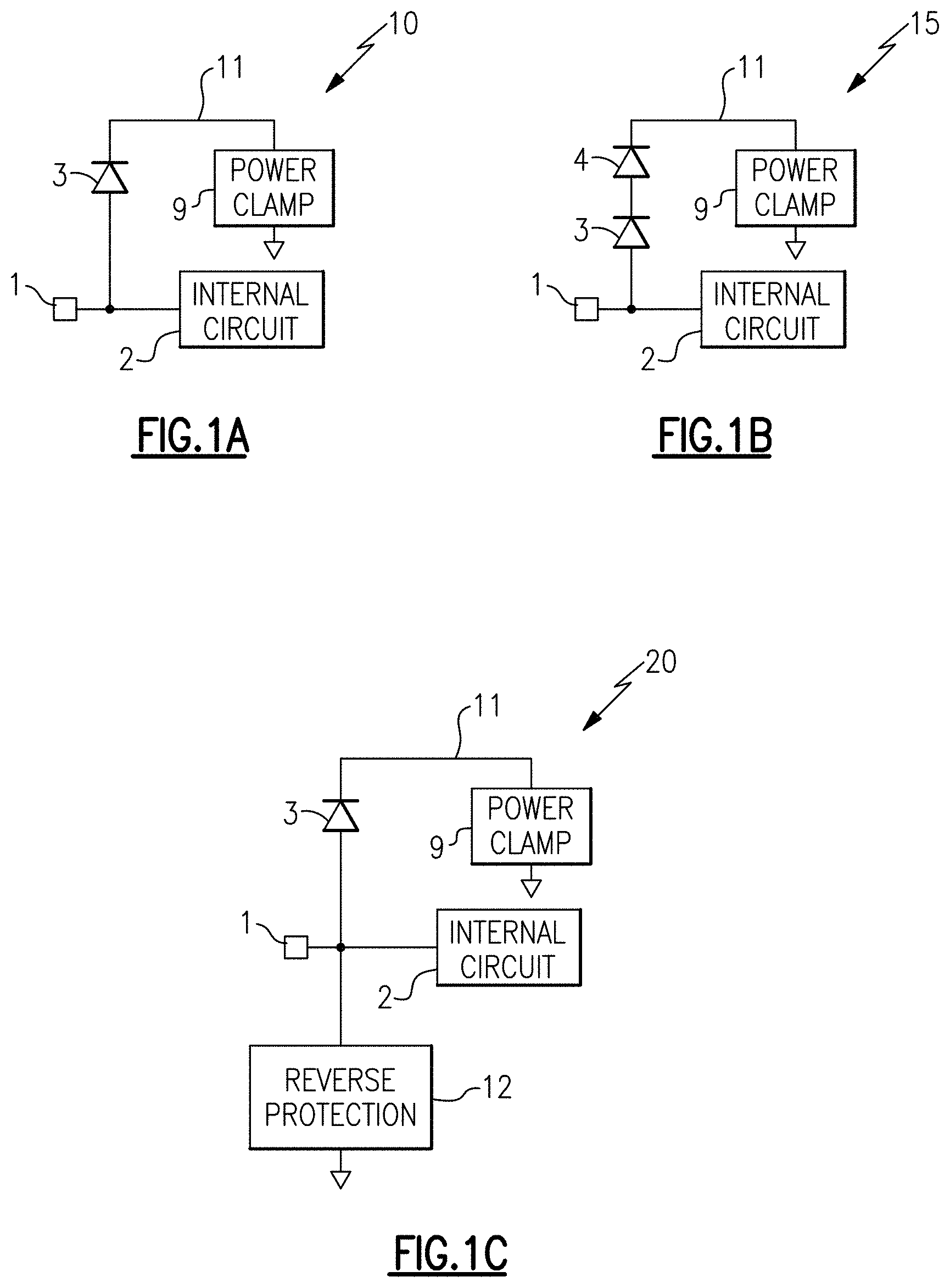 Patent US11784488 — Electrical overstress protection with low leakage current for high voltage tolerant high speed interfaces — Figure 1