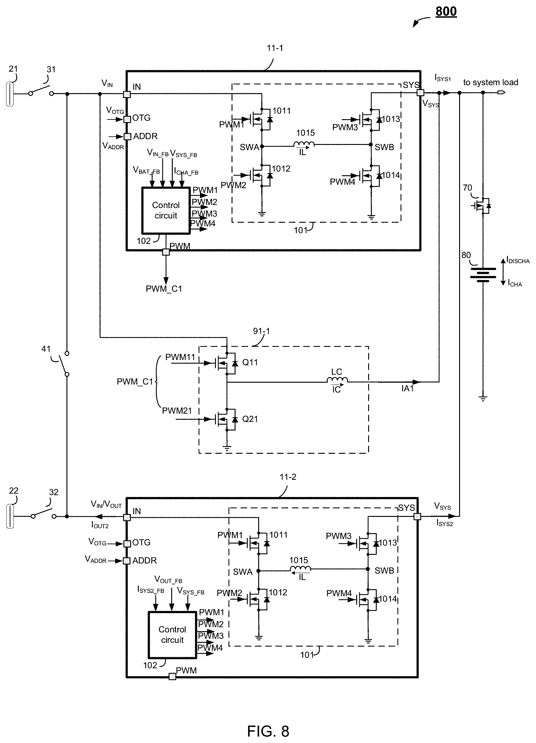 Patent US11784499 Figure 8 – Multi-port battery charge and discharge system