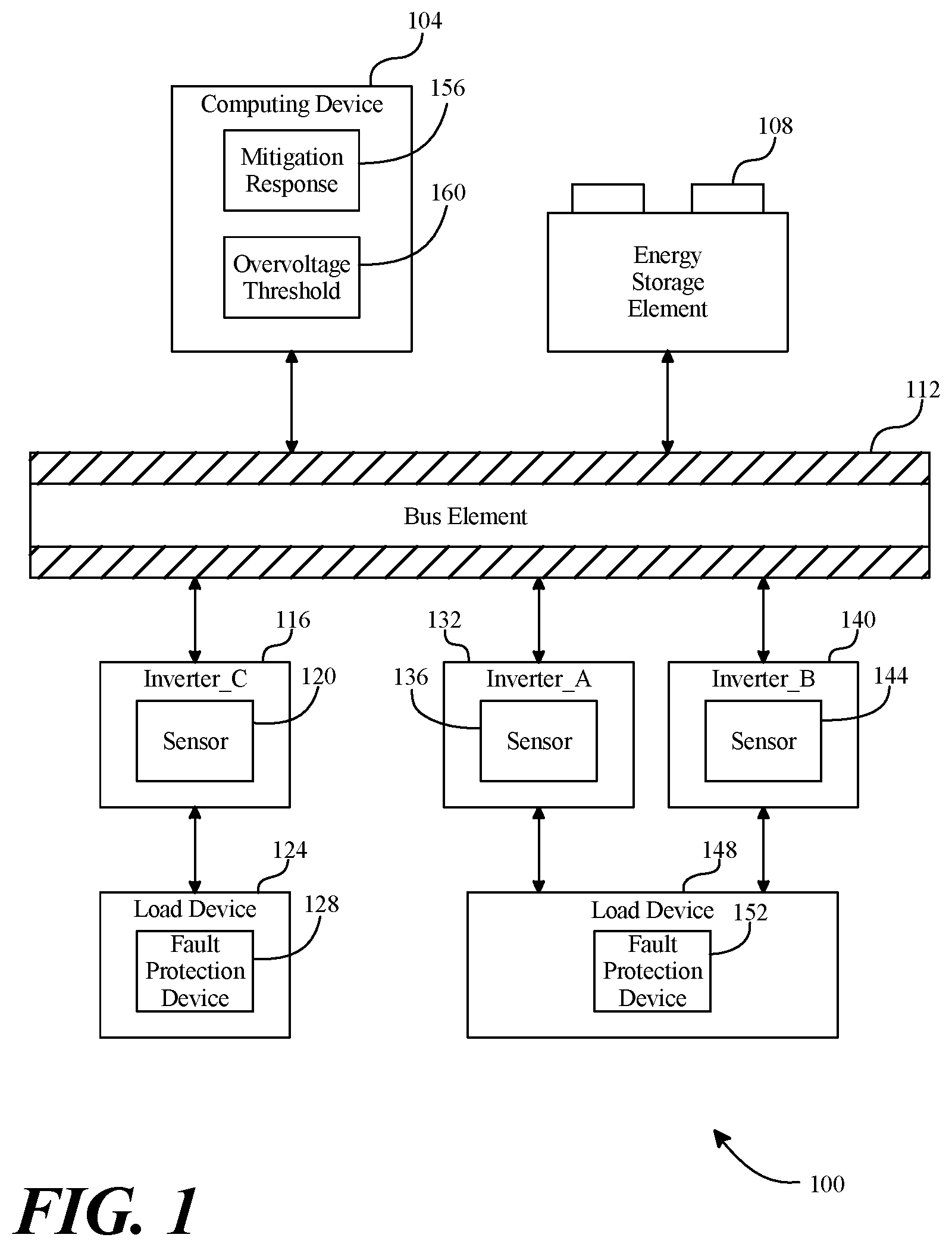 Patent US11784500 Figure 1 – Systems and methods for overvoltage protection on loads for use in an electric aircraft