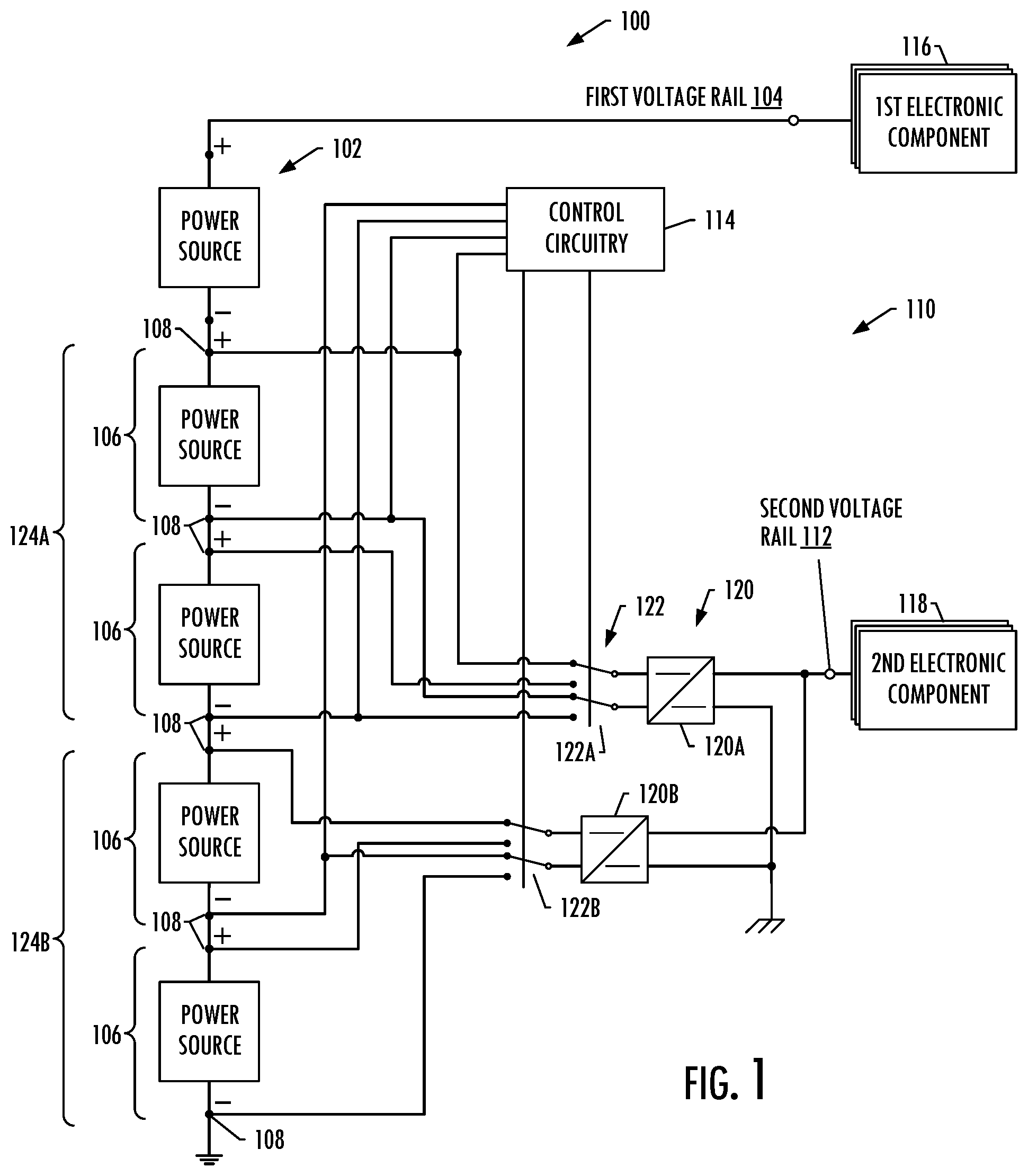 Patent US11784506 Figure 1 – Power transformation with power source balancing in an apparatus