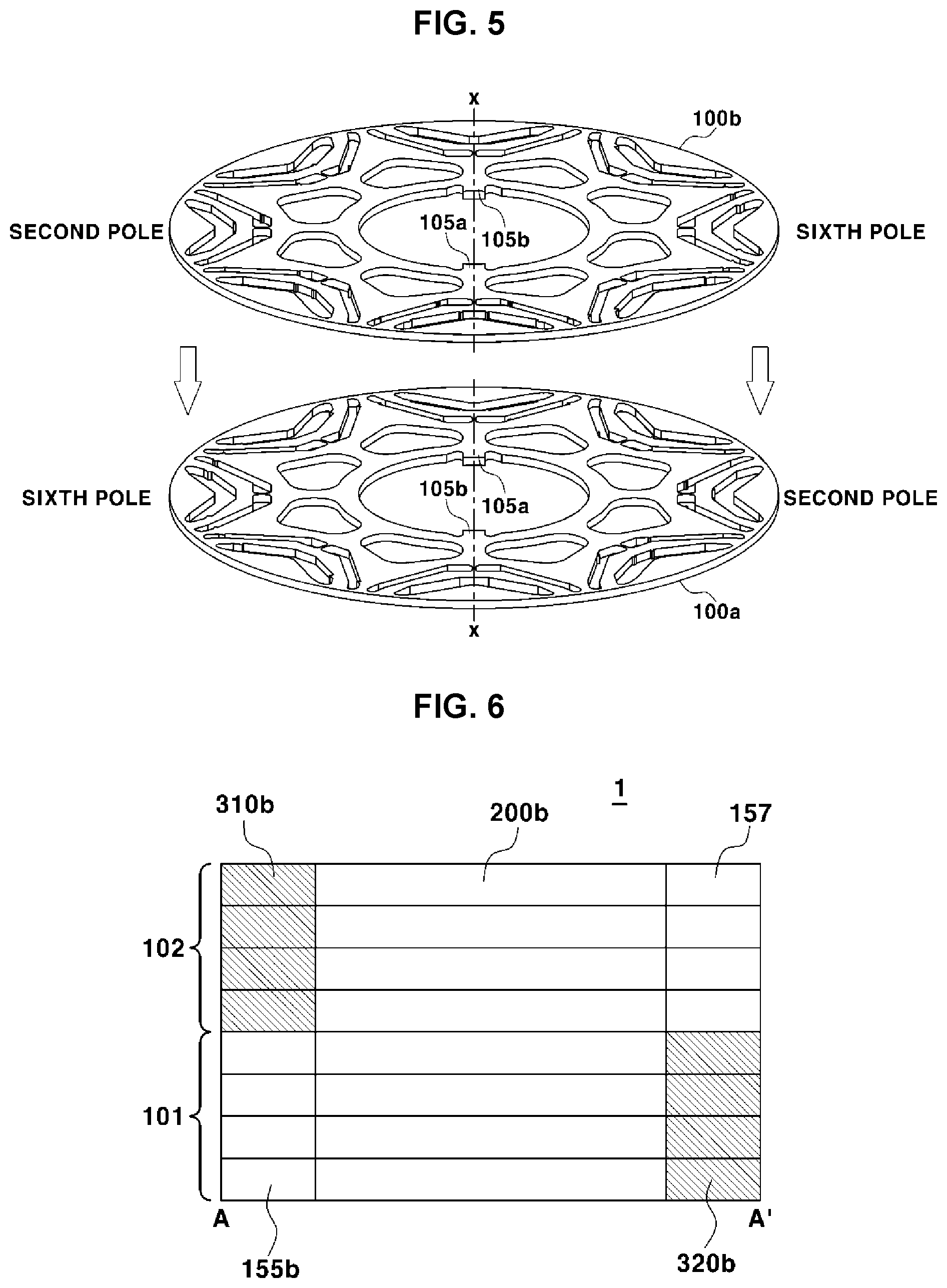 Patent US11784519 Figure 5 – Rotor having fixing protrusions provided asymmetrically based on shaft key