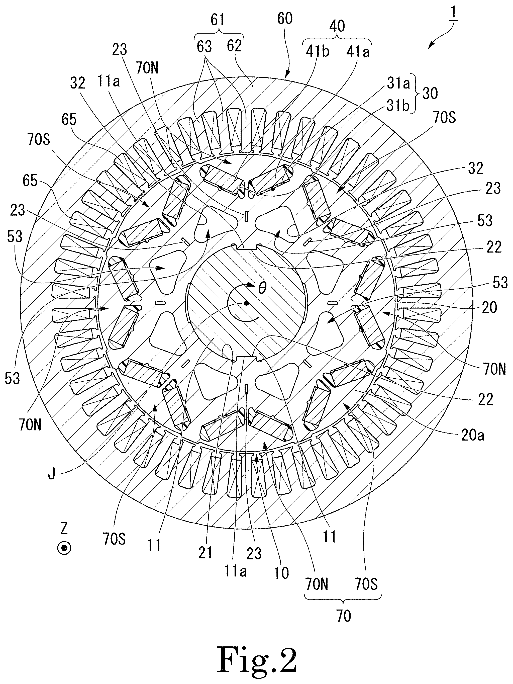 Patent US11784521 Figure 2 – Rotor and rotary electric machine