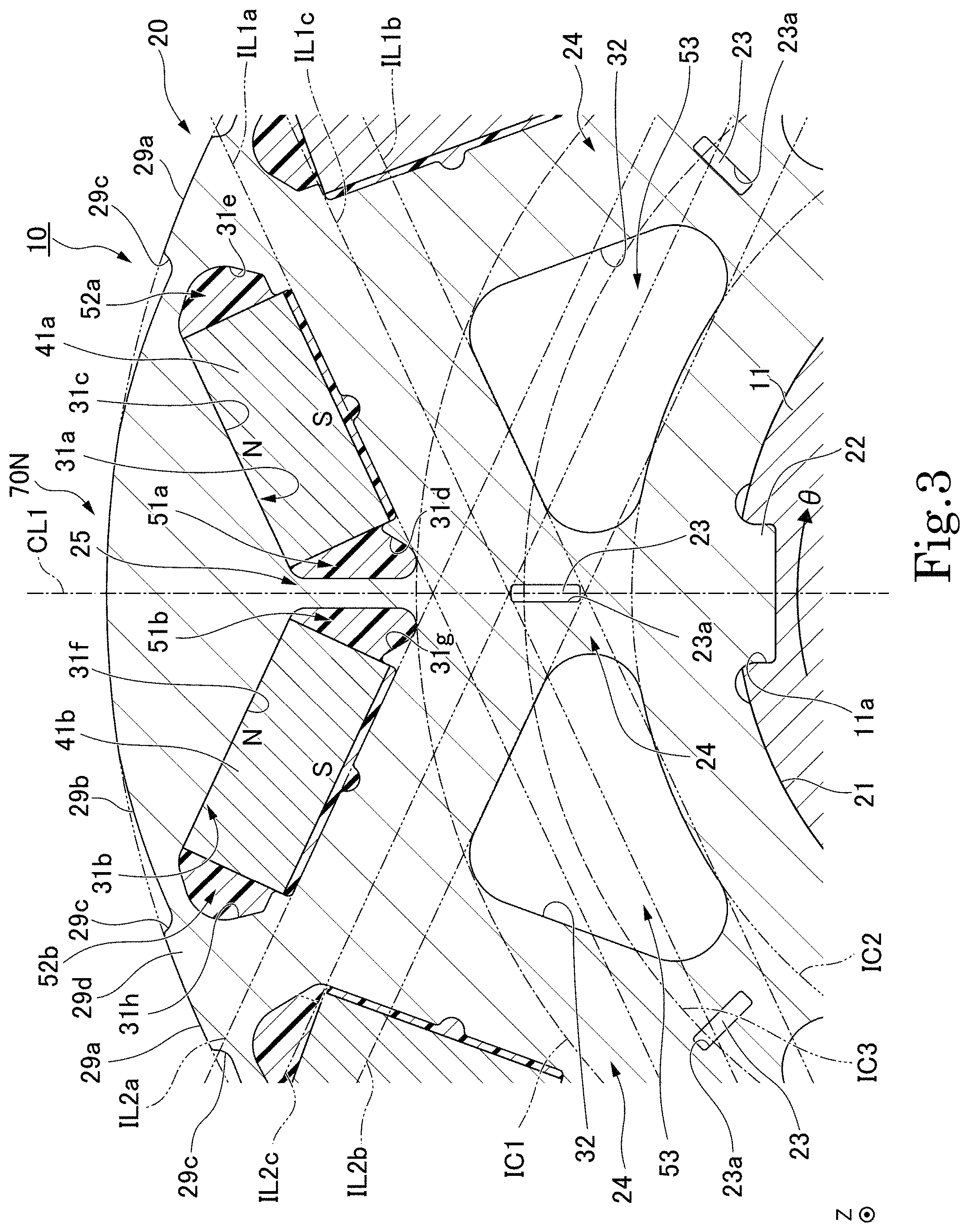 Patent US11784521 Figure 3 – Rotor and rotary electric machine