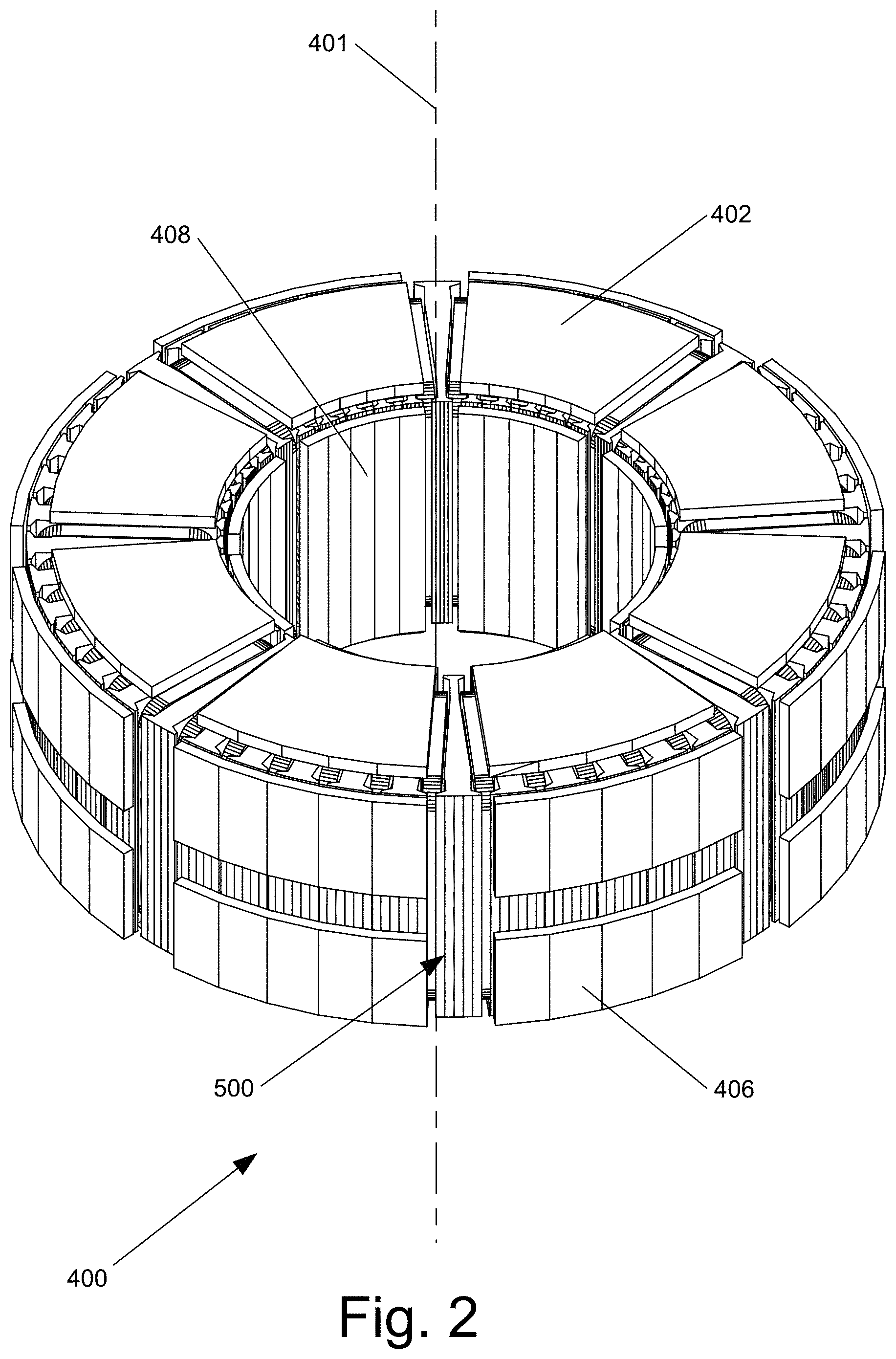 Patent US11784523 Figure 2 – Multi-tunnel electric motor/generator