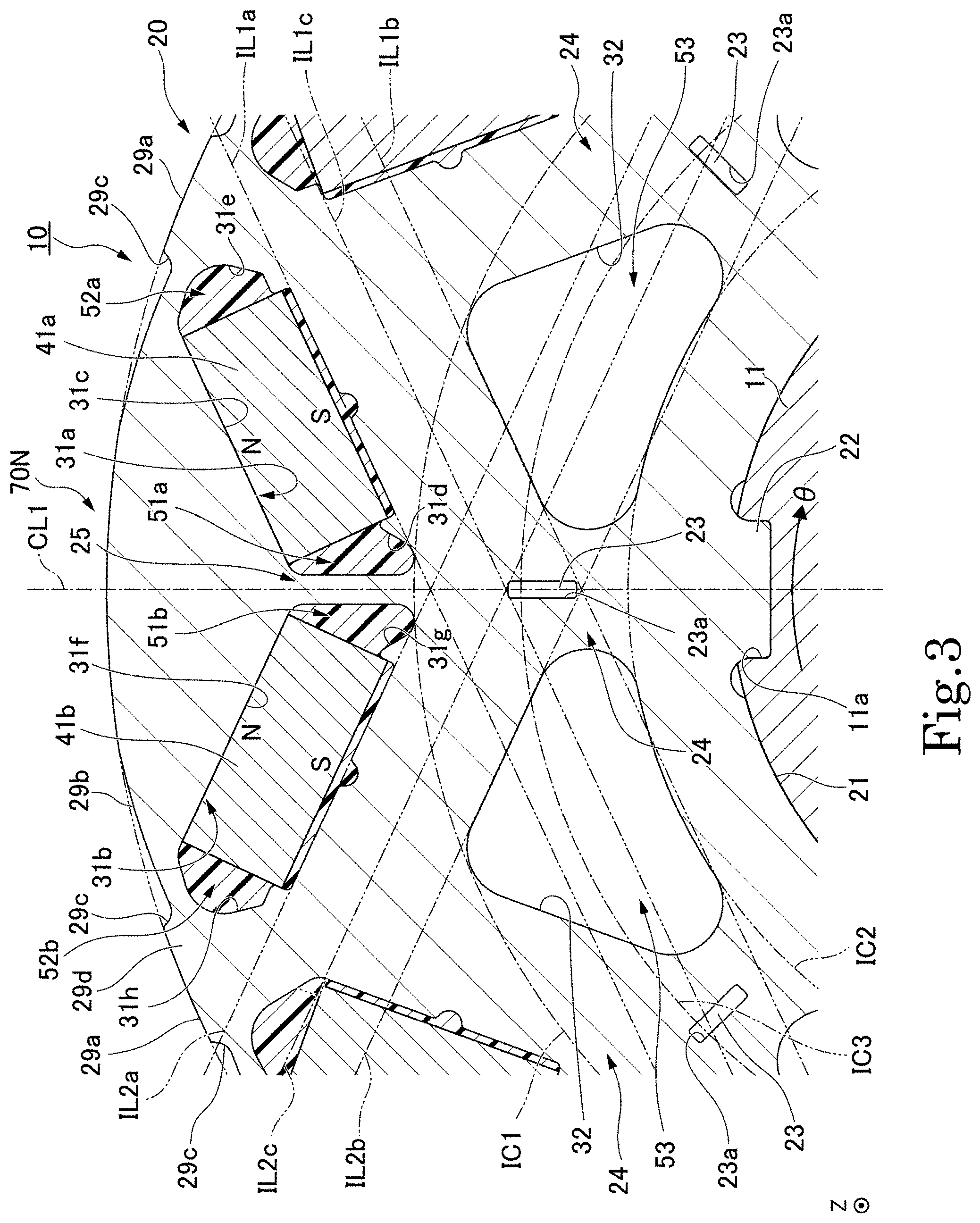 Patent US11784524 Figure 3 – Rotor and rotary electric machine