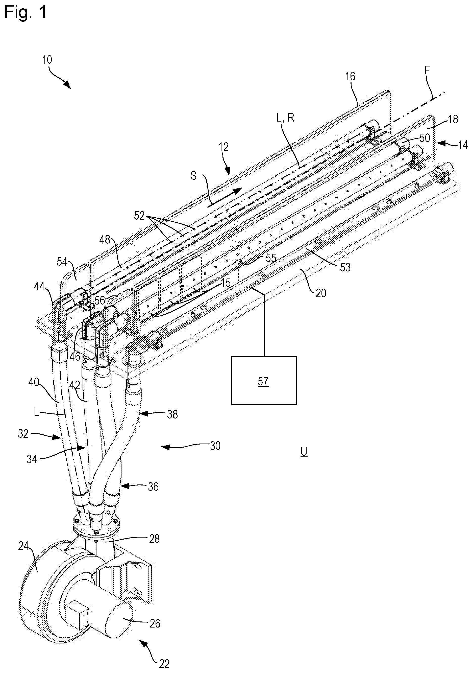 Patent US11784527 Figure 1 – Linear motor stator arrangement with external convective forced cooling