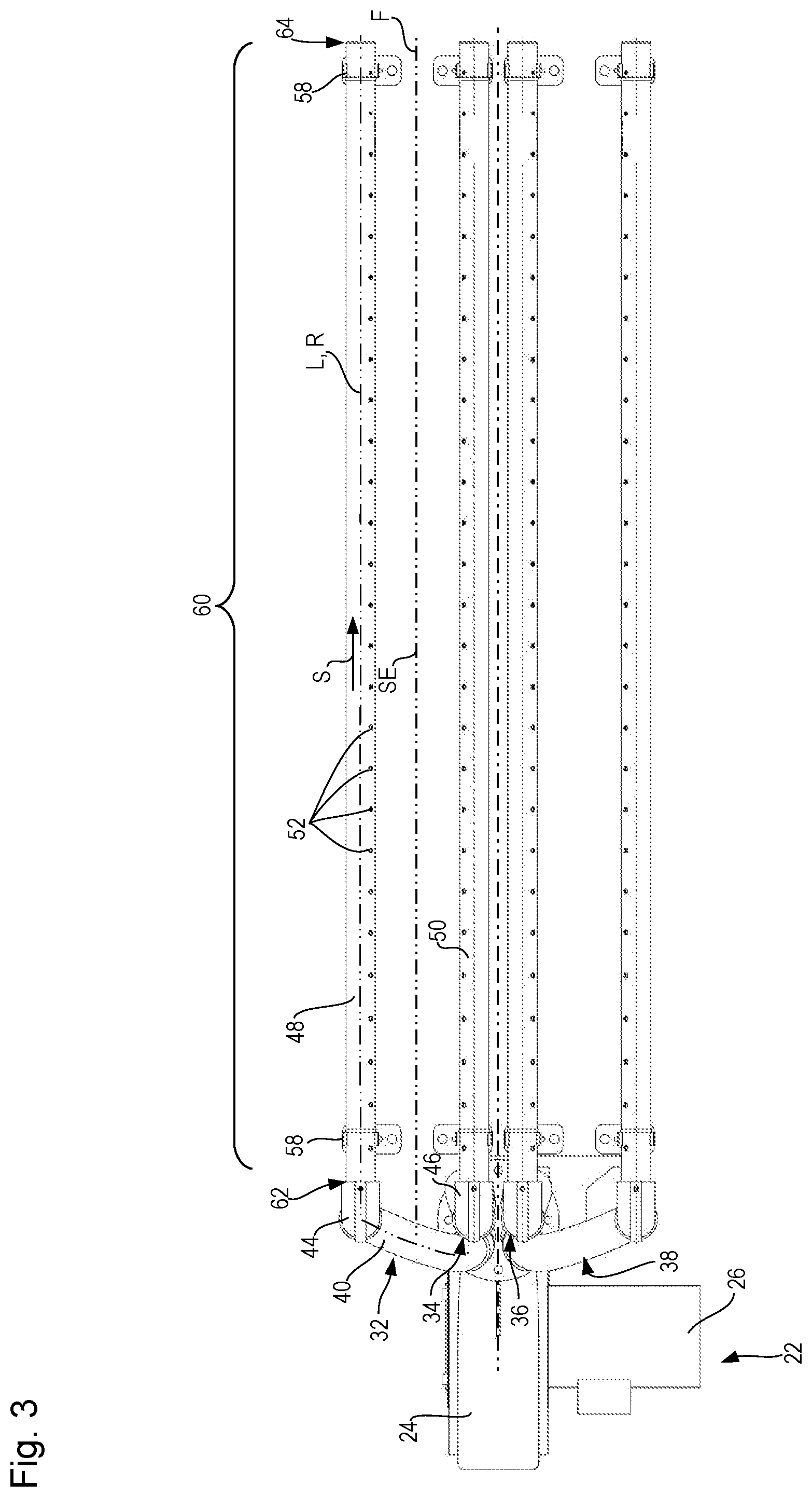 Patent US11784527 Figure 3 – Linear motor stator arrangement with external convective forced cooling