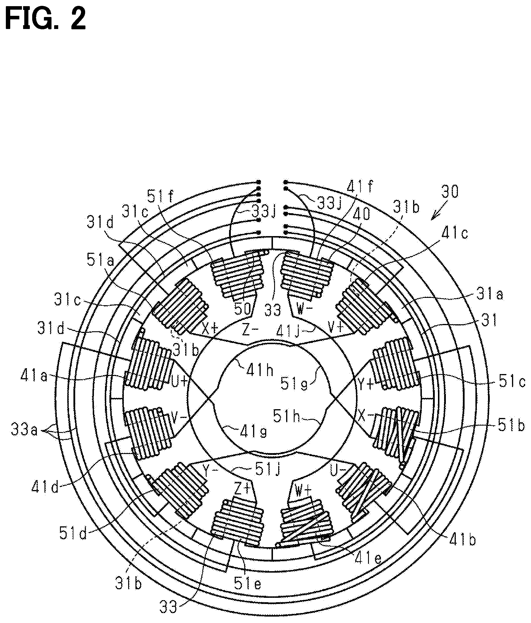 Patent US11784528 Figure 2 – Winding pattern and arrangement for a motor armature