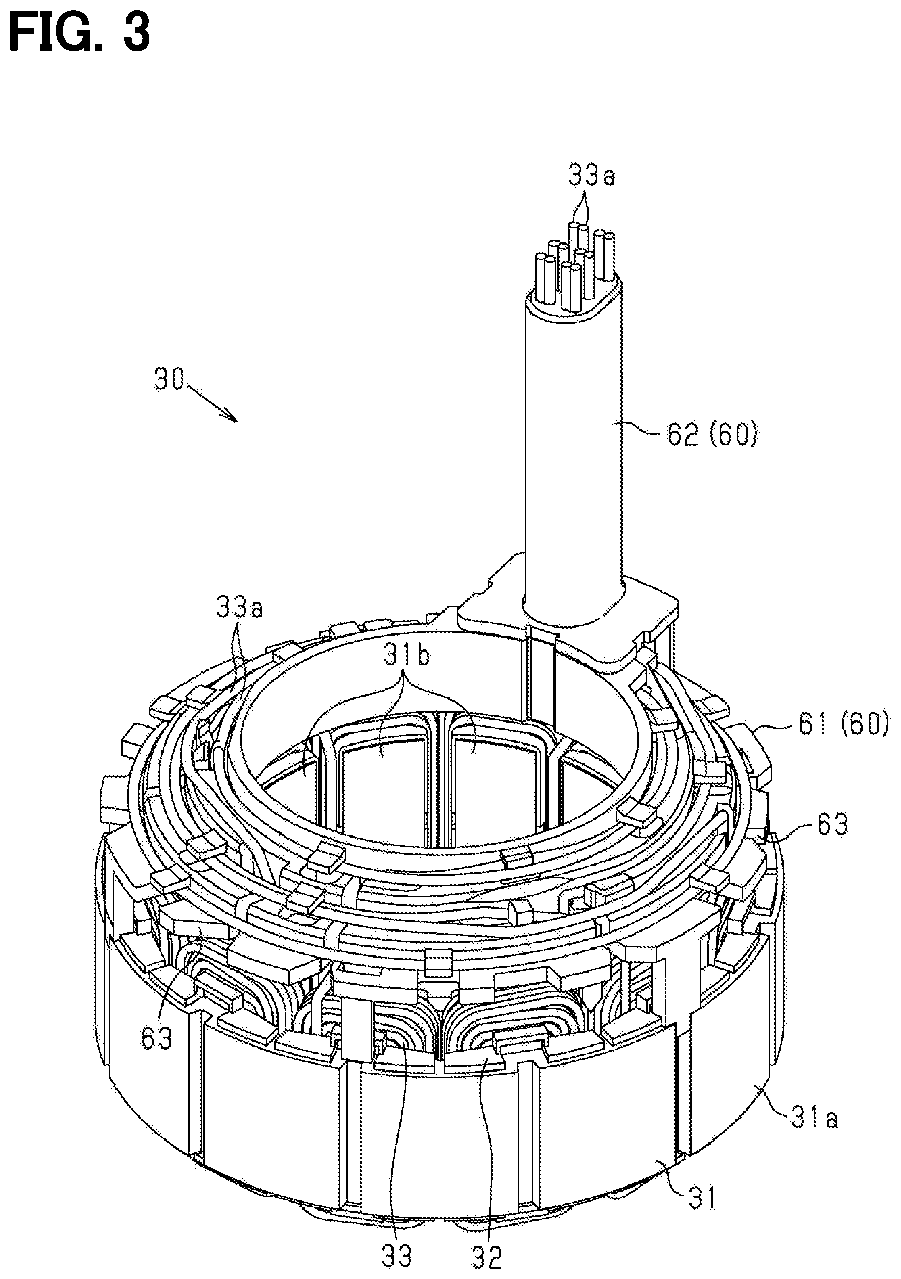 Patent US11784528 Figure 3 – Winding pattern and arrangement for a motor armature