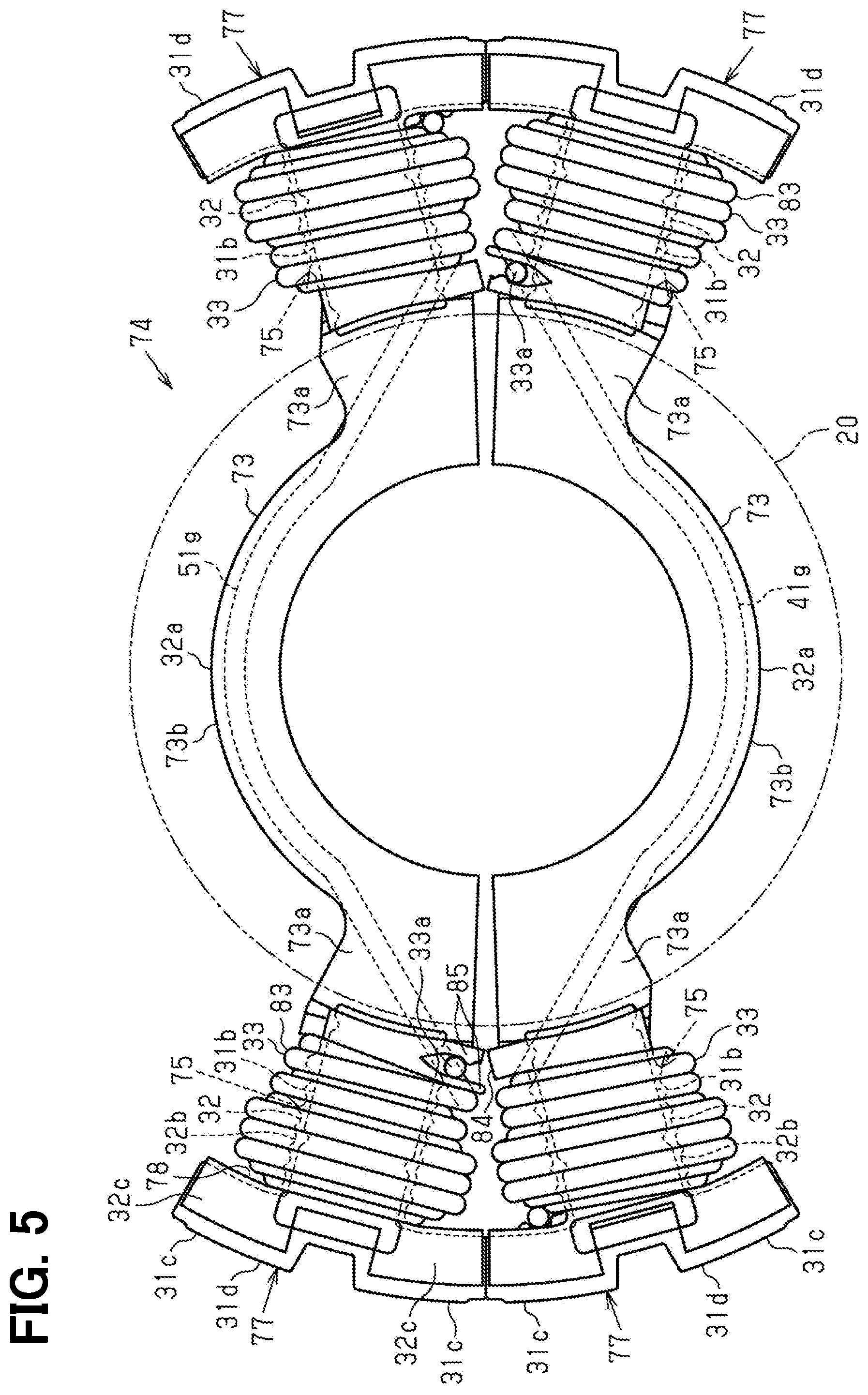 Patent US11784528 Figure 5 – Winding pattern and arrangement for a motor armature