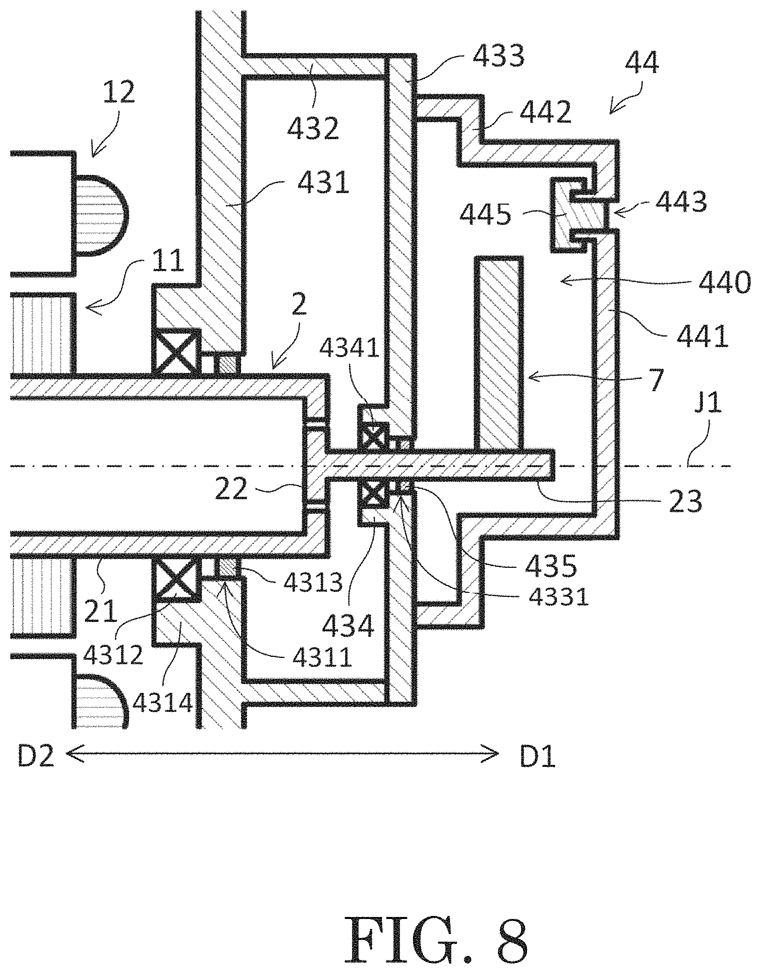Patent US11784531 Figure 8 – Motor having an electrical discharging device and cover member