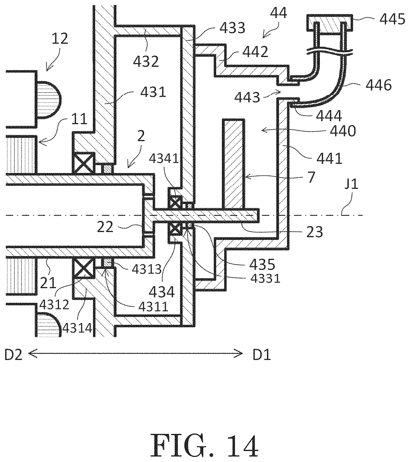 Patent US11784531 Figure 14 – Motor having an electrical discharging device and cover member