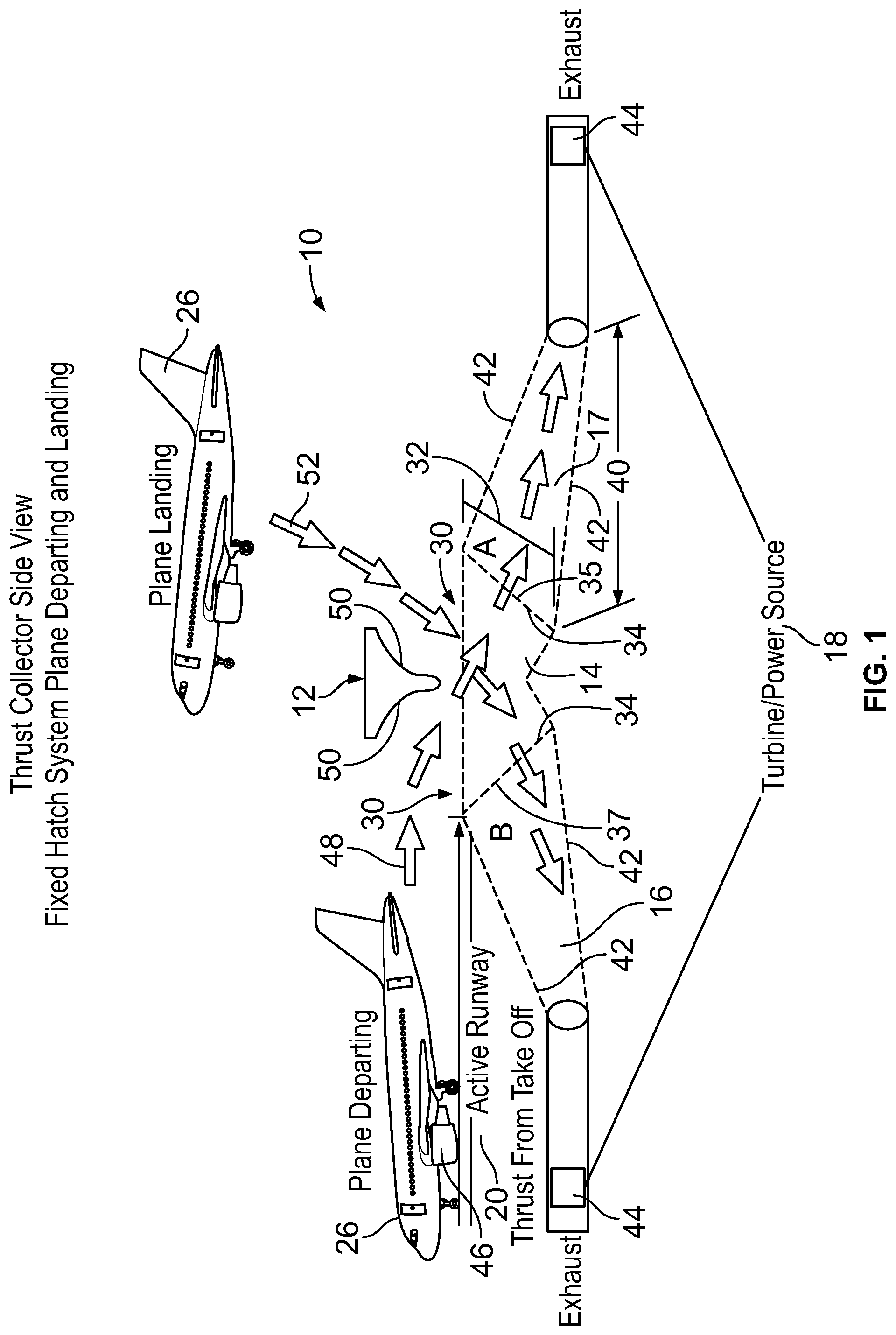 Patent US11784536 — Method and apparatus for collecting thrust to generate power or useful energy — Figure 1