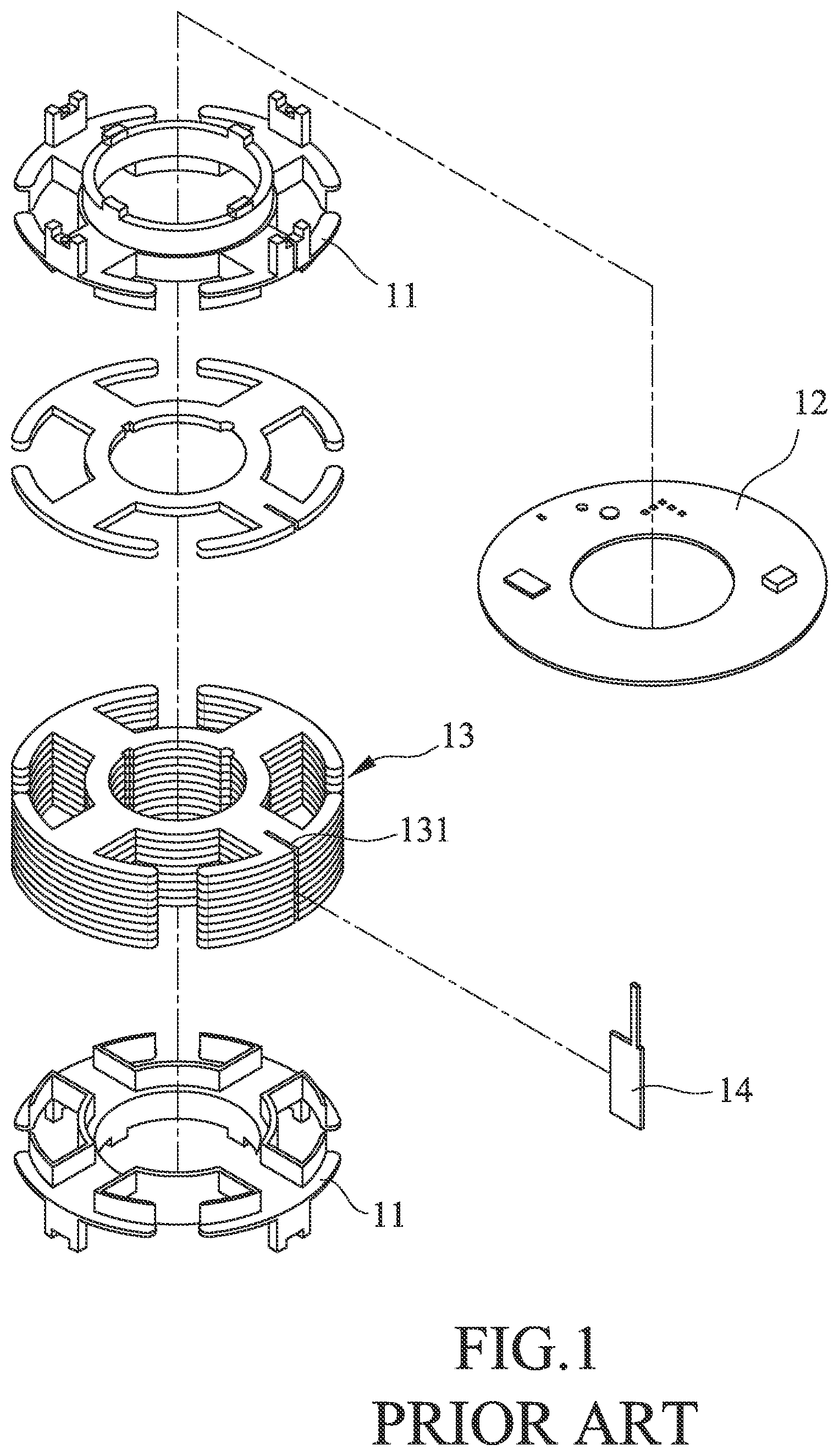 Patent US11784541 Figure 1 – Grounding structure for motor stator