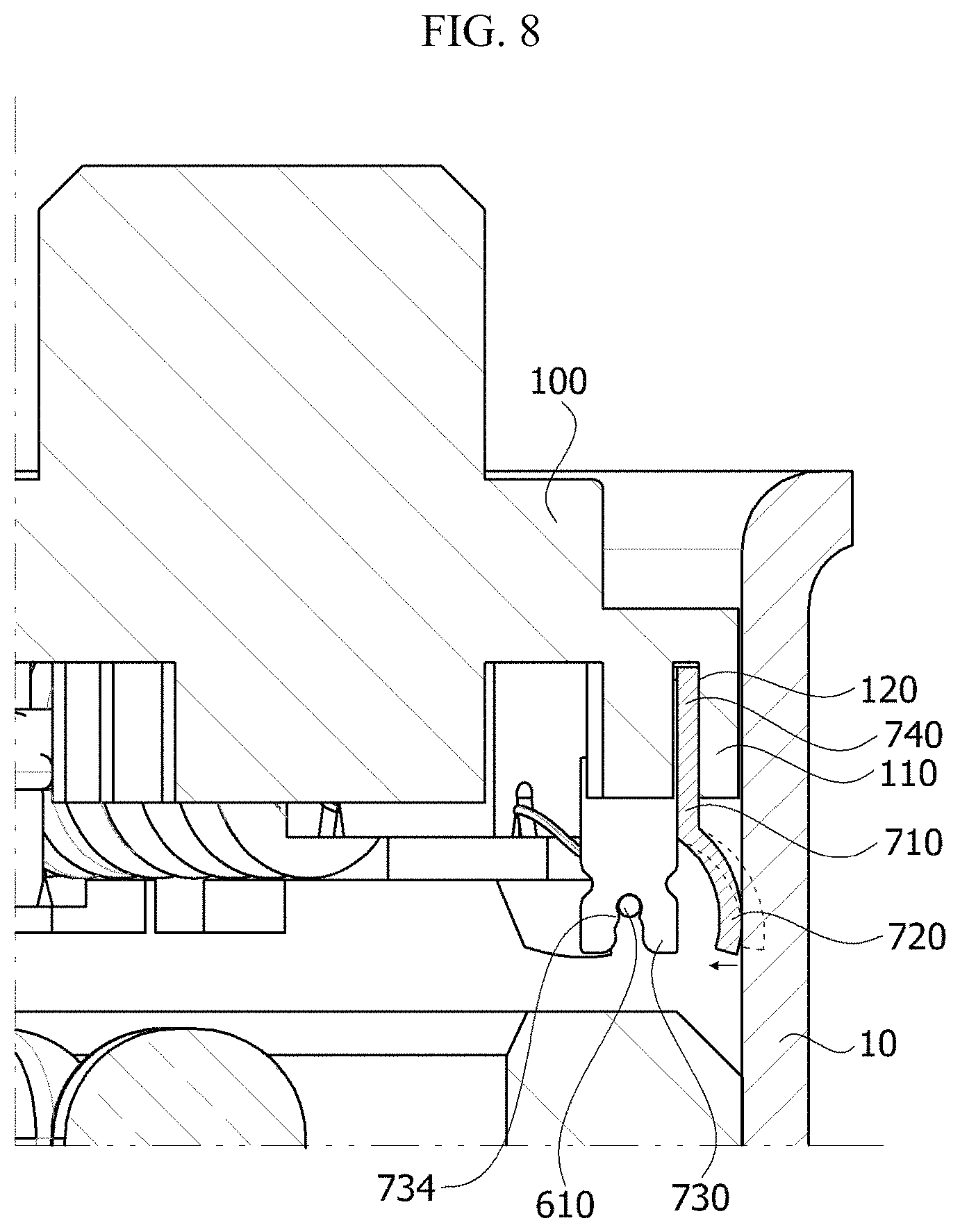 Patent US11784542 Figure 8 – Ground terminal, cover assembly and motor comprising same