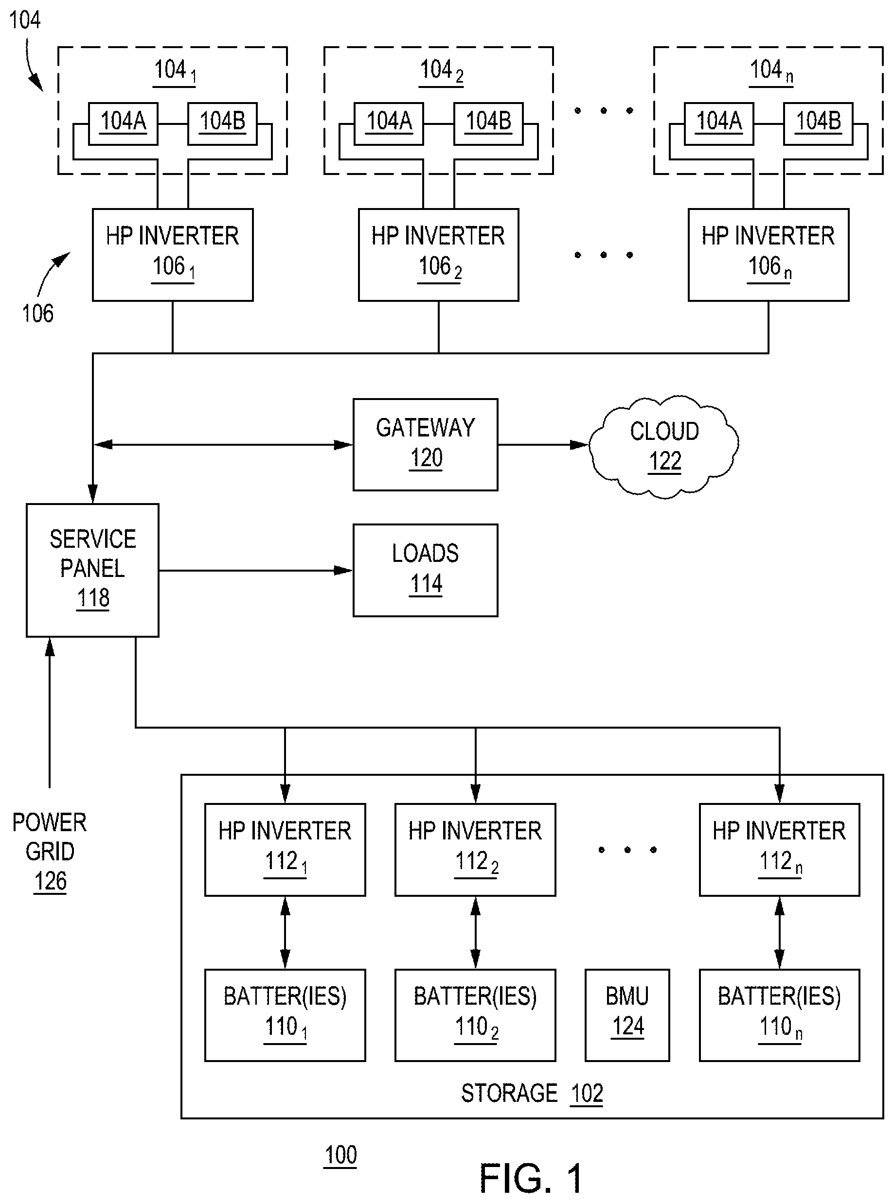 Patent US11784555 Figure 1 – High-power microinverter and system