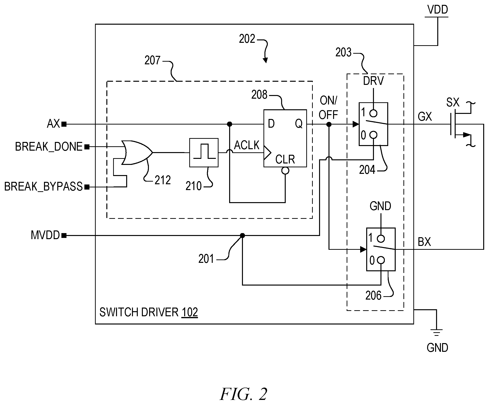 Patent US11784562 Figure 2 – Switch activation system with fast recovery negative voltage charge pump and charge pump load monitoring