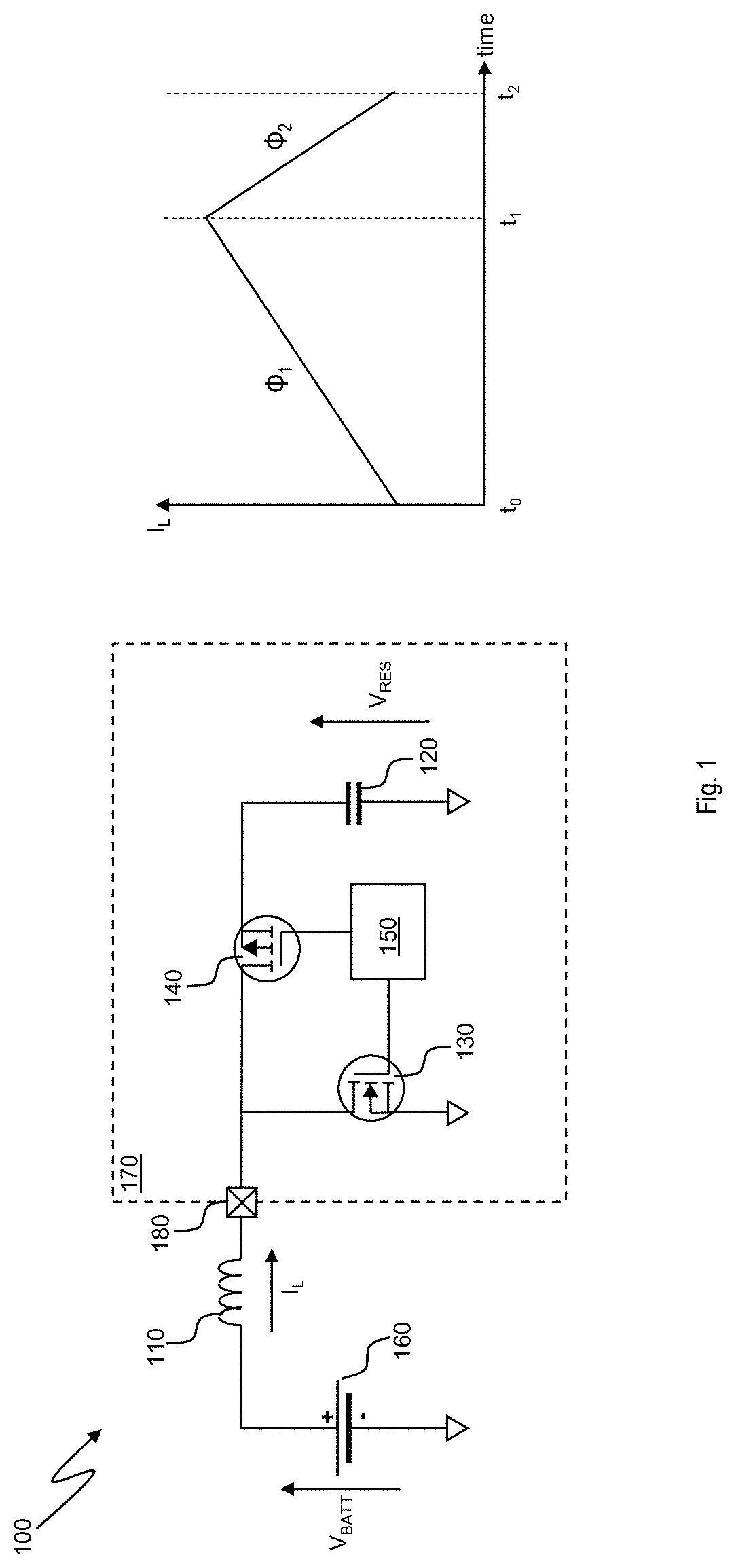 Patent US11784565 — Control circuitry for controlling a current through an inductor of a power converter — Figure 1