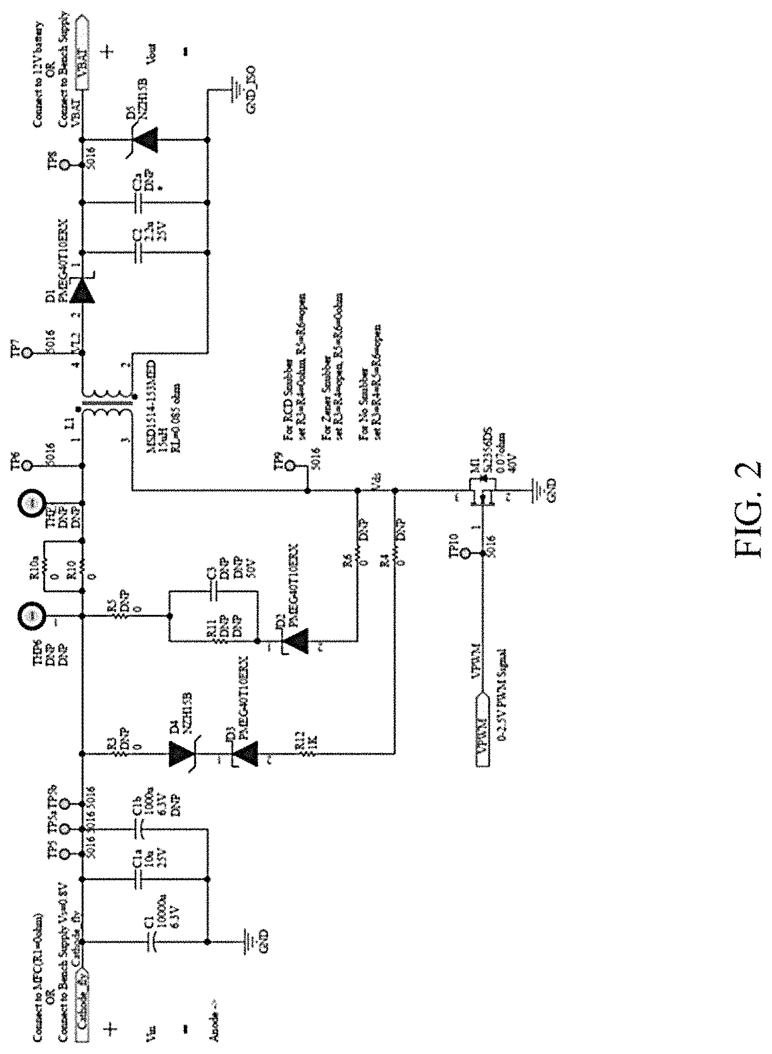 Patent US11784571 Figure 2 – Electrical network with flyback energy harvesting device