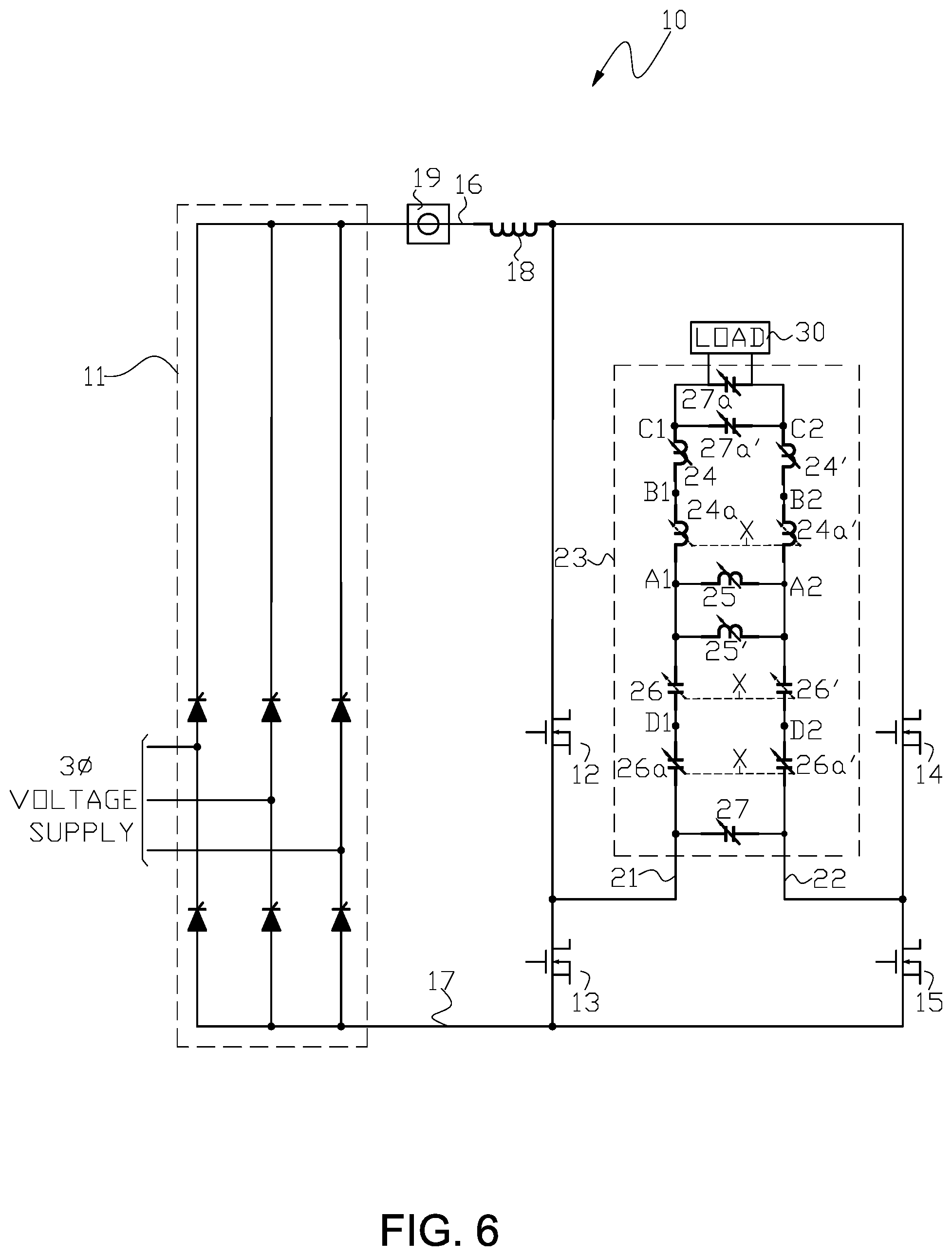 Patent US11784576 Figure 6 – High frequency power supply system with closely regulated output for heating a workpiece