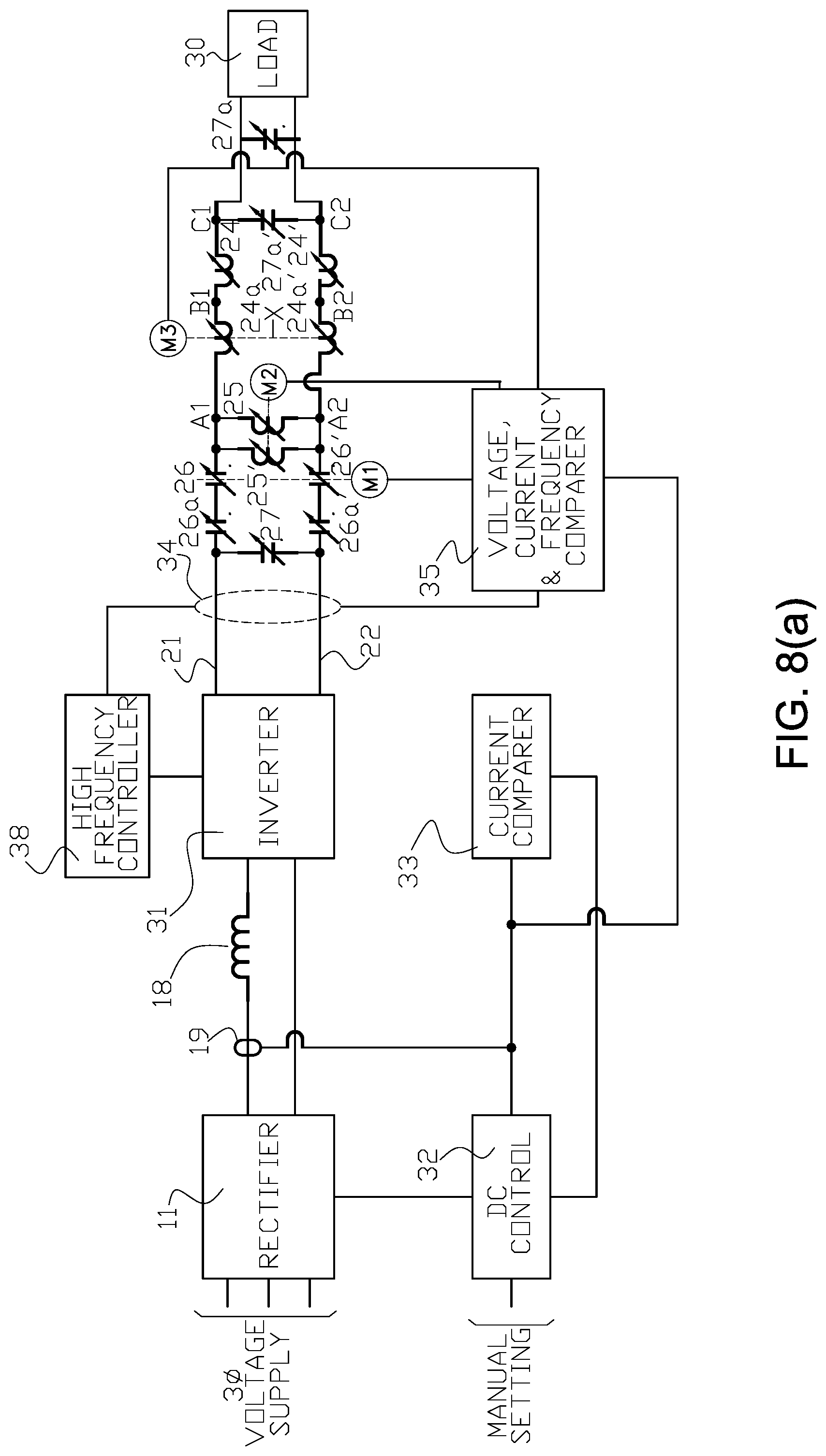 Patent US11784576 Figure 8 – High frequency power supply system with closely regulated output for heating a workpiece