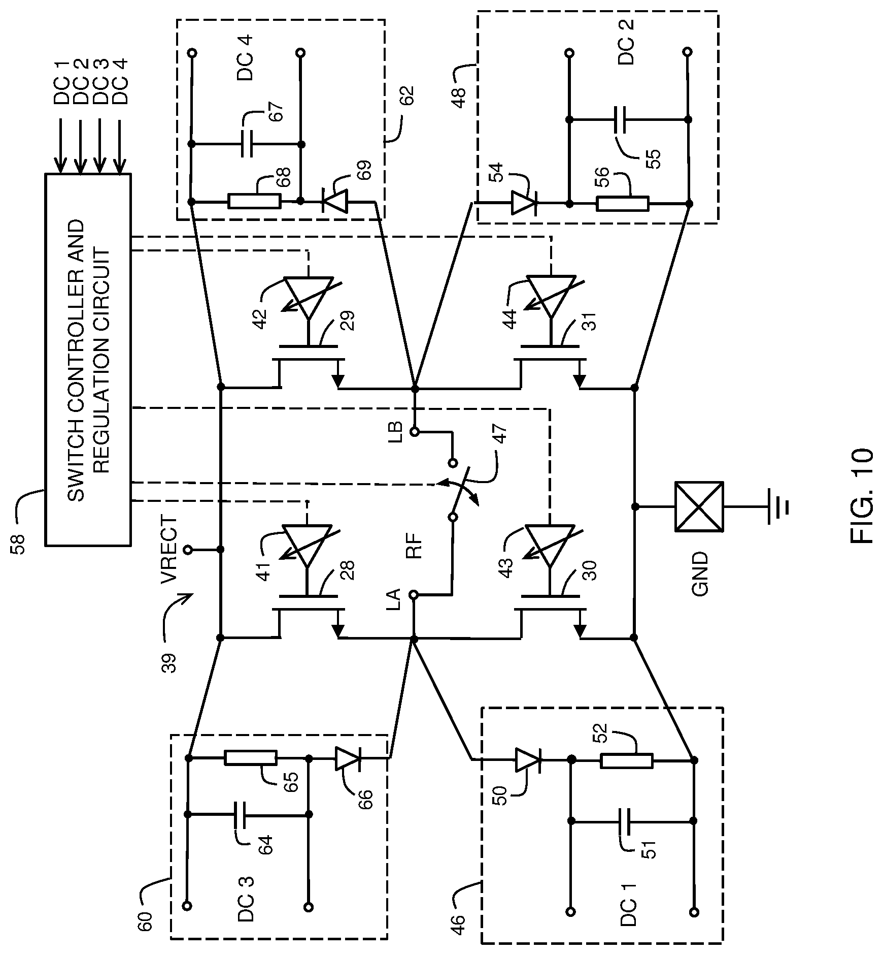 Patent US11784578 Figure 10 – Electronic circuit with electromagnetic interference detection and suppression and method therefor