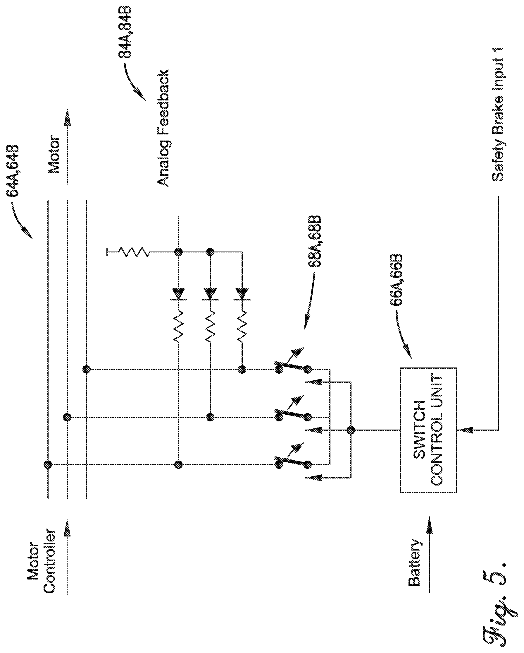 Patent US11784589 Figure 5 – Safety switching system and method for braking electric motor