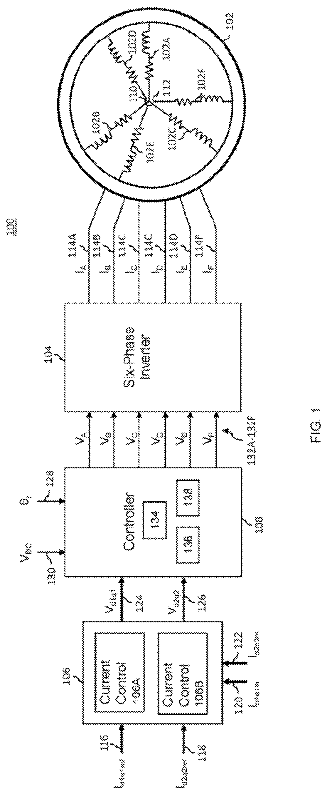 Patent US11784596 Figure 1 – Flexible control for a six-phase machine