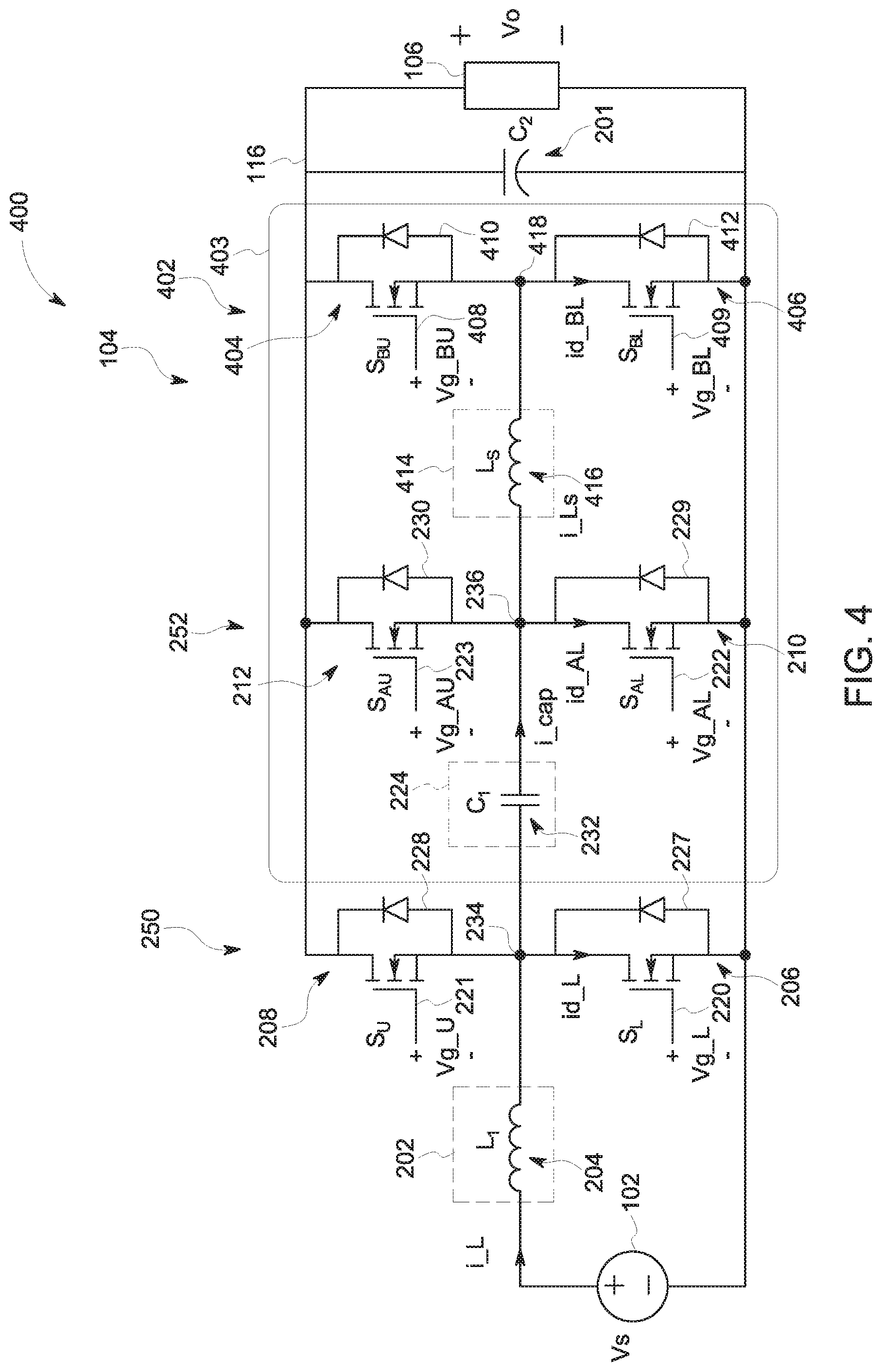 Patent US11784600 Figure 4 – Systems and methods for a soft switching DC-DC converter