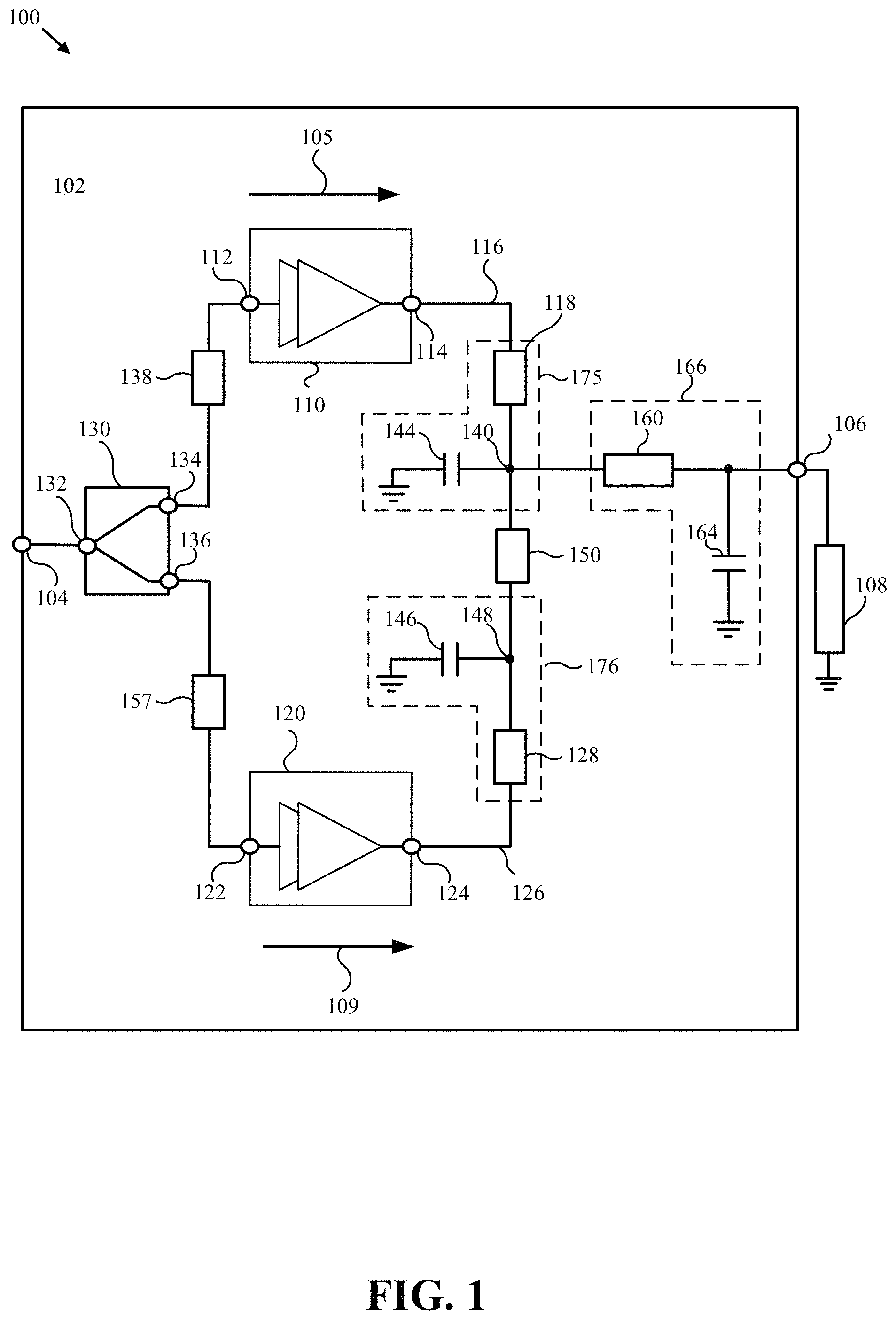 Patent US11784610 — Doherty amplifier module with compact wideband impedance inverter — Figure 1