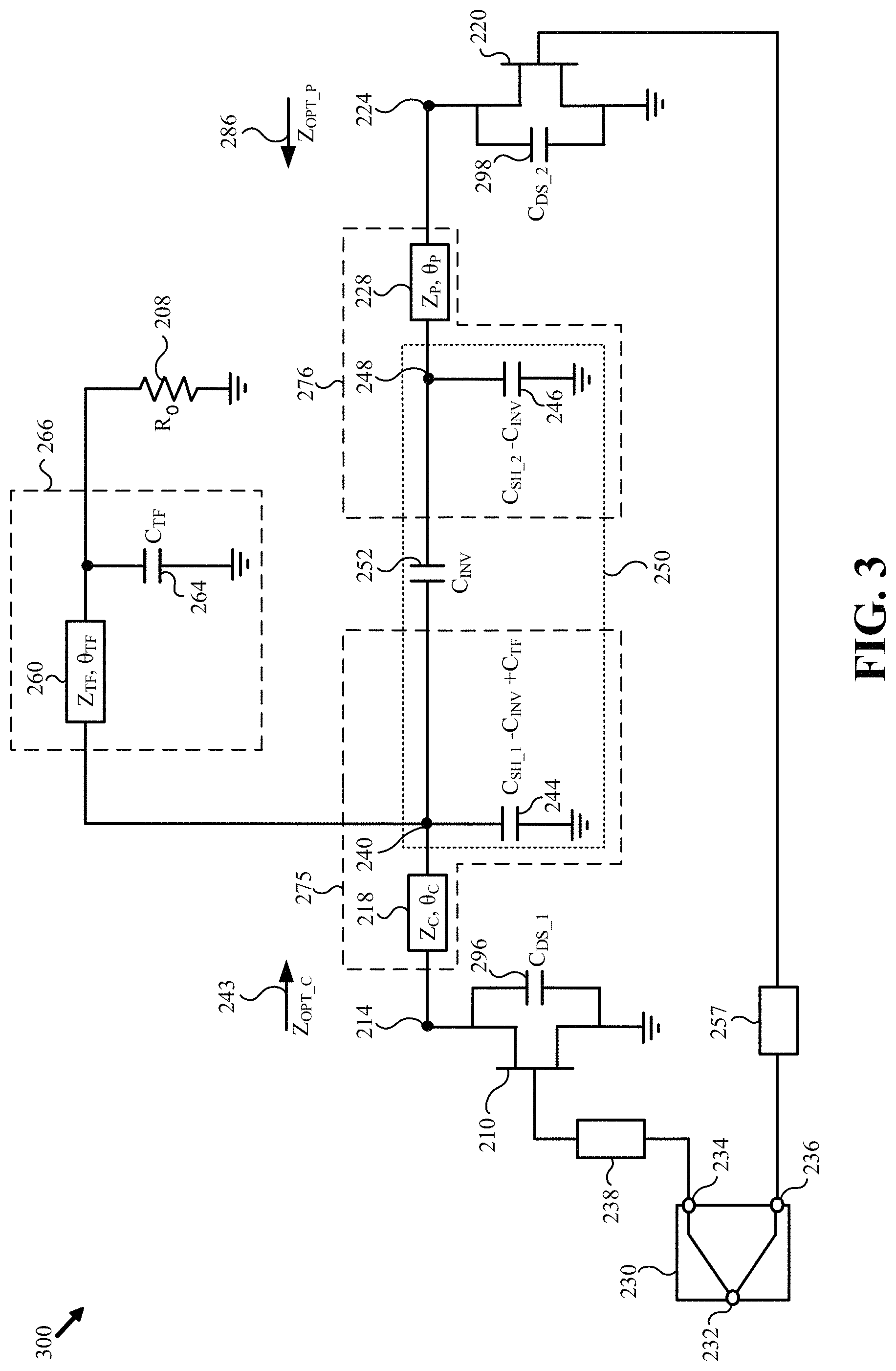 Patent US11784610 Figure 3 – Doherty amplifier module with compact wideband impedance inverter