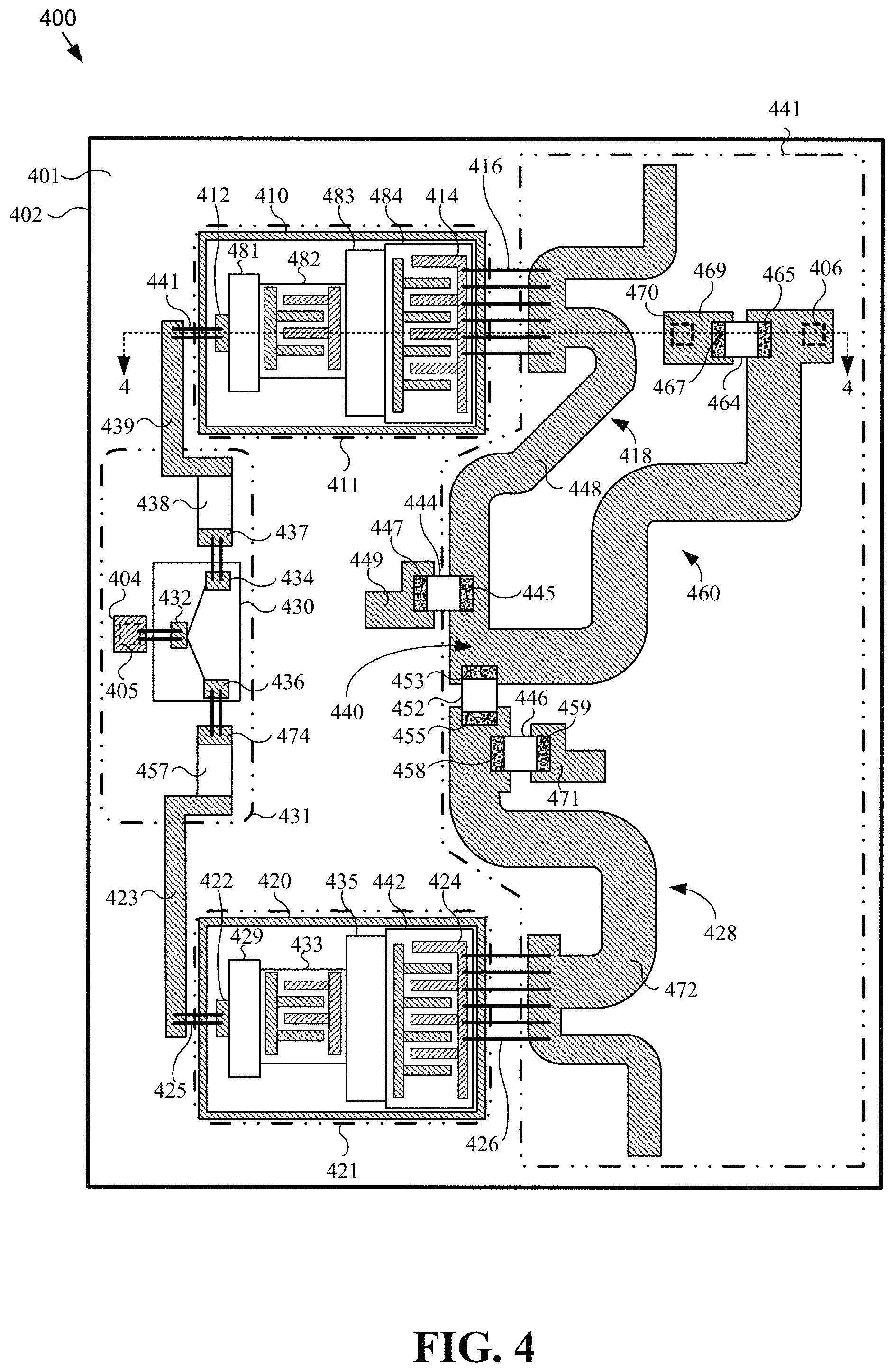 Patent US11784610 Figure 4 – Doherty amplifier module with compact wideband impedance inverter