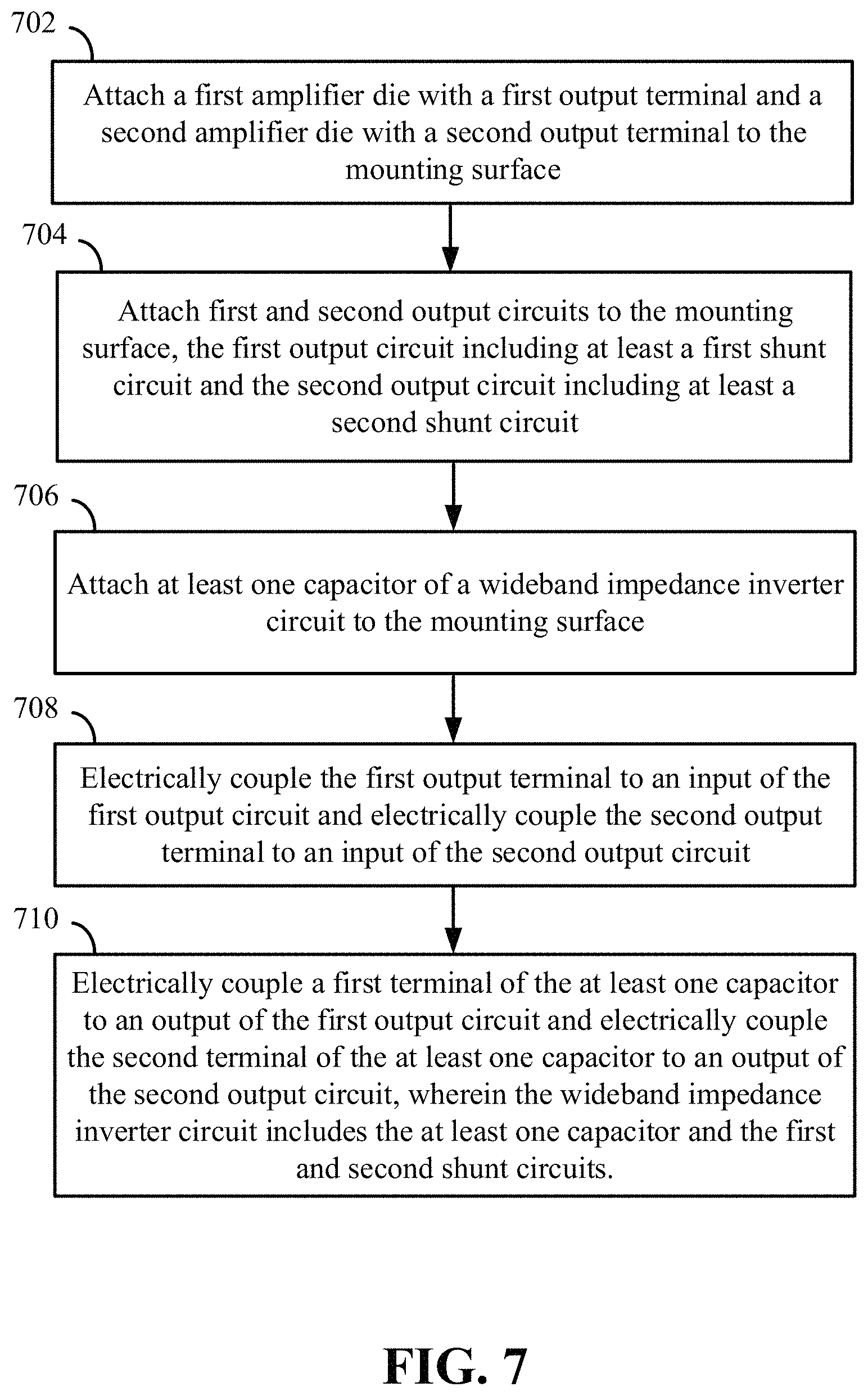 Patent US11784610 Figure 7 – Doherty amplifier module with compact wideband impedance inverter