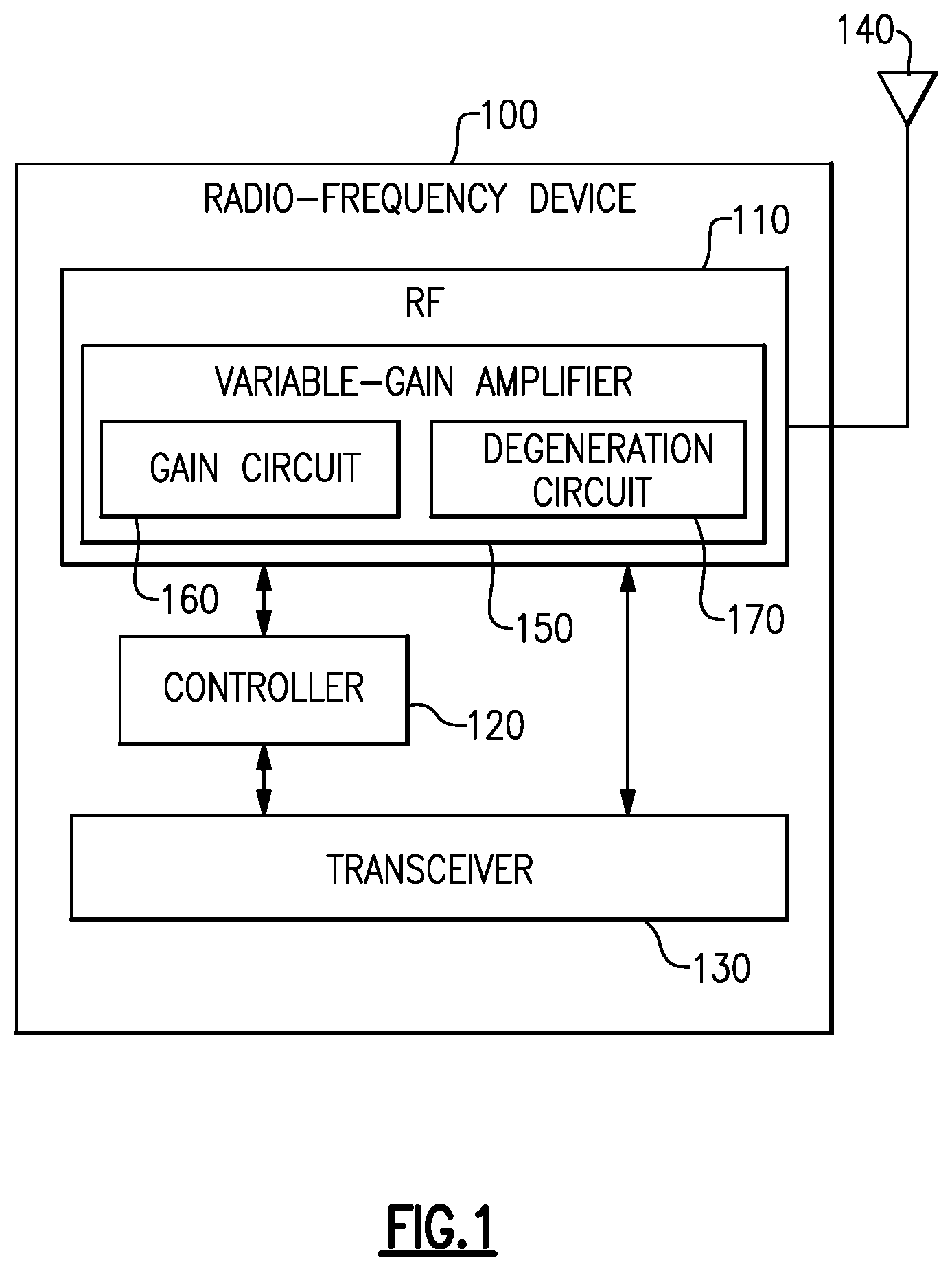 Patent US11784620 — Adaptive degeneration circuits — Figure 1