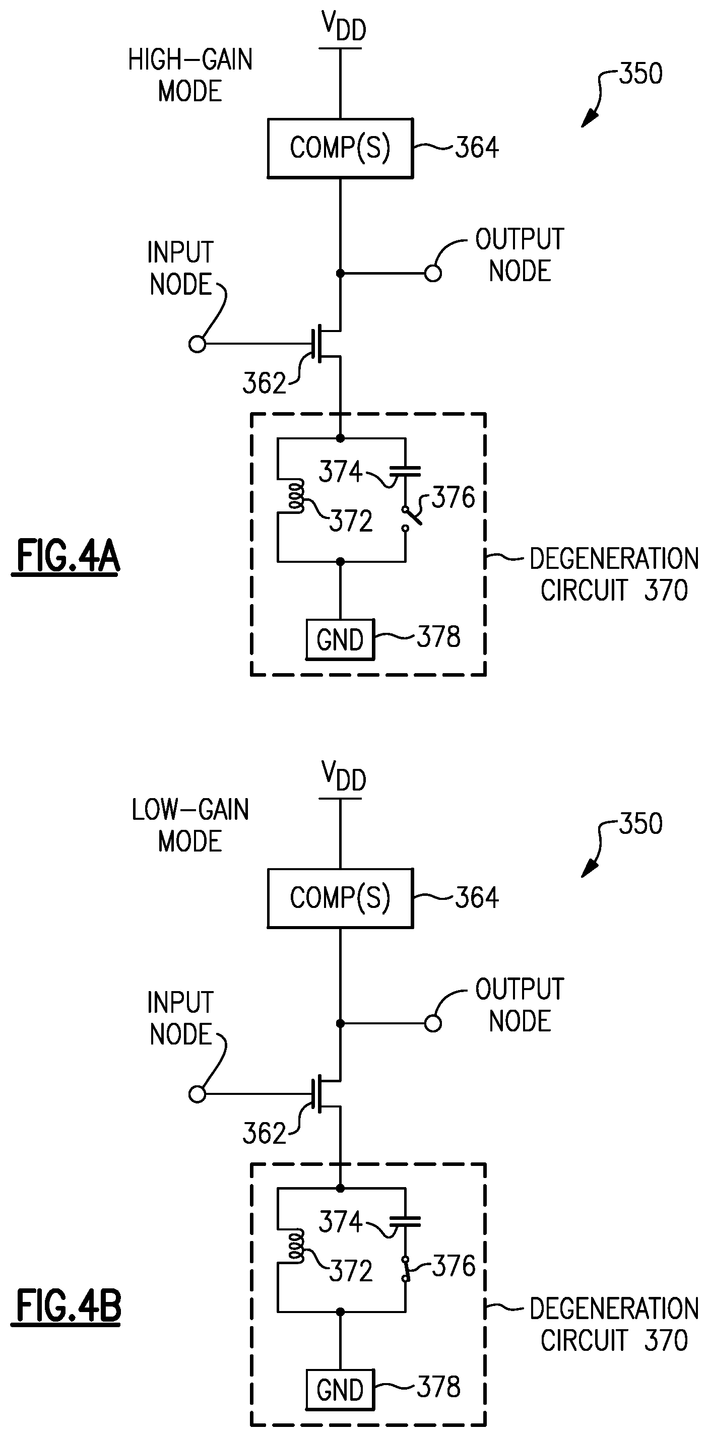 Patent US11784620 Figure 4 – Adaptive degeneration circuits