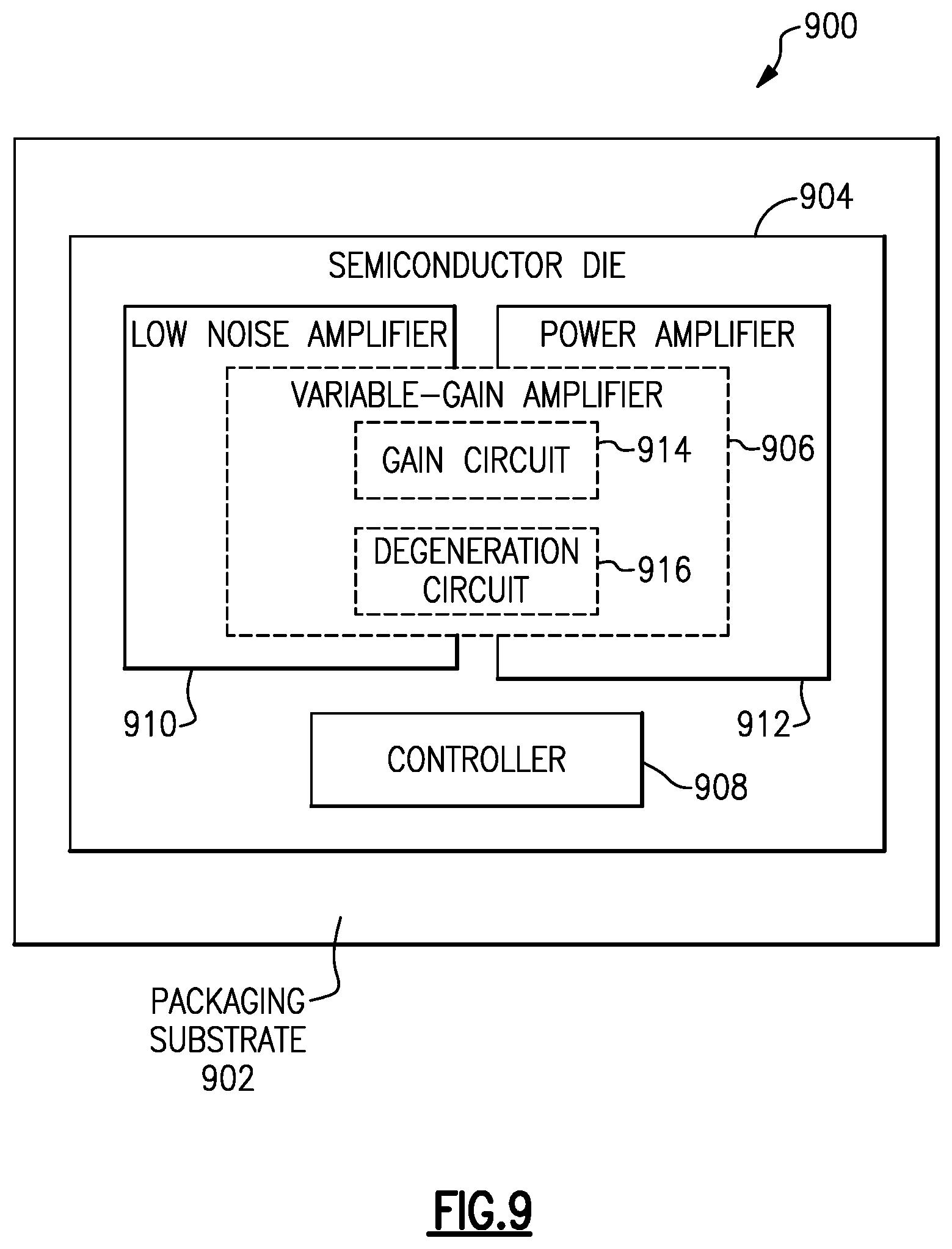 Patent US11784620 Figure 9 – Adaptive degeneration circuits