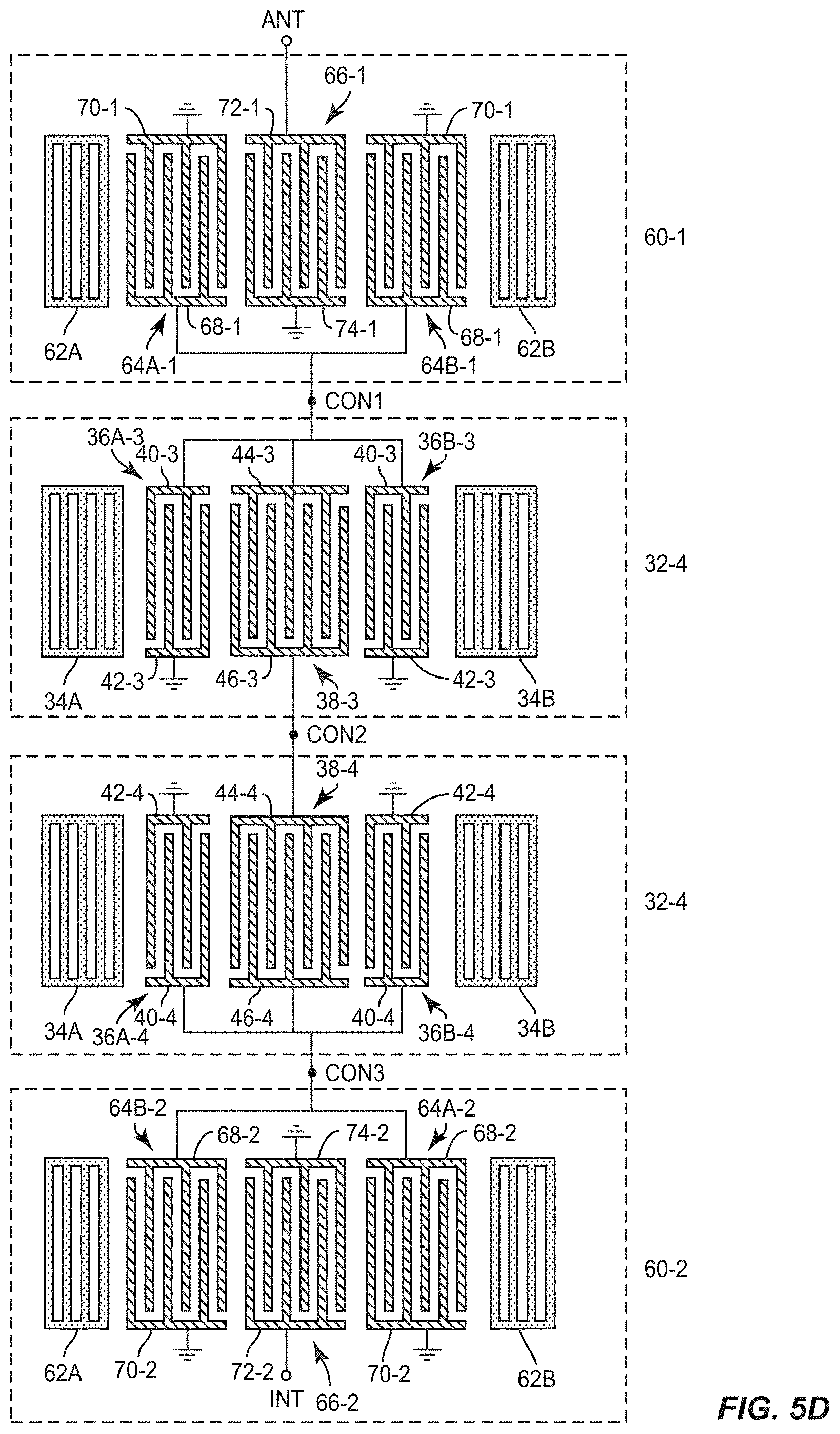 Patent US11784633 Figure 11 – Ladder-type surface acoustic wave device