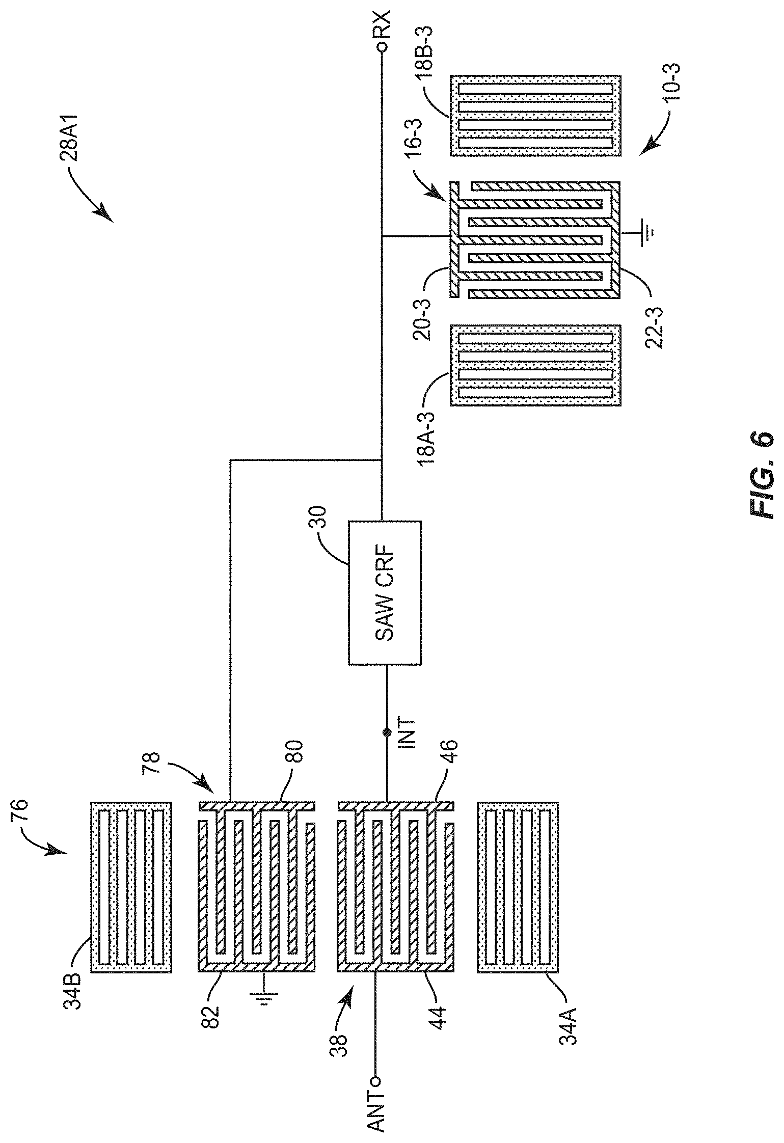 Patent US11784633 Figure 12 – Ladder-type surface acoustic wave device
