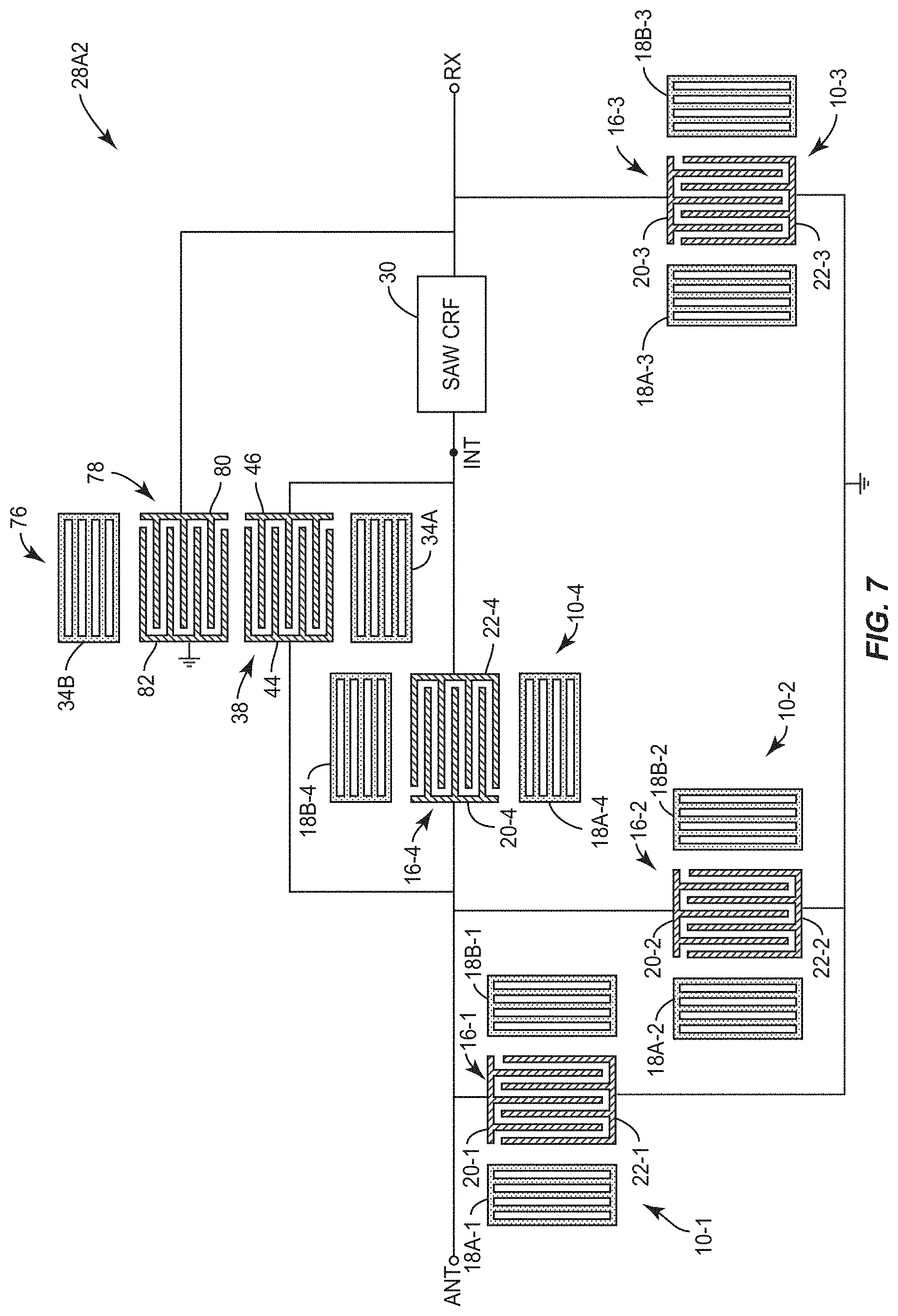 Patent US11784633 Figure 13 – Ladder-type surface acoustic wave device