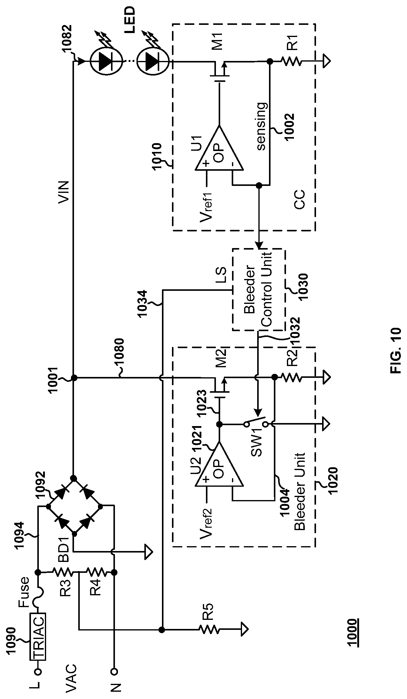 Patent US11784638 Figure 10 – Switch control systems for light emitting diodes and methods thereof
