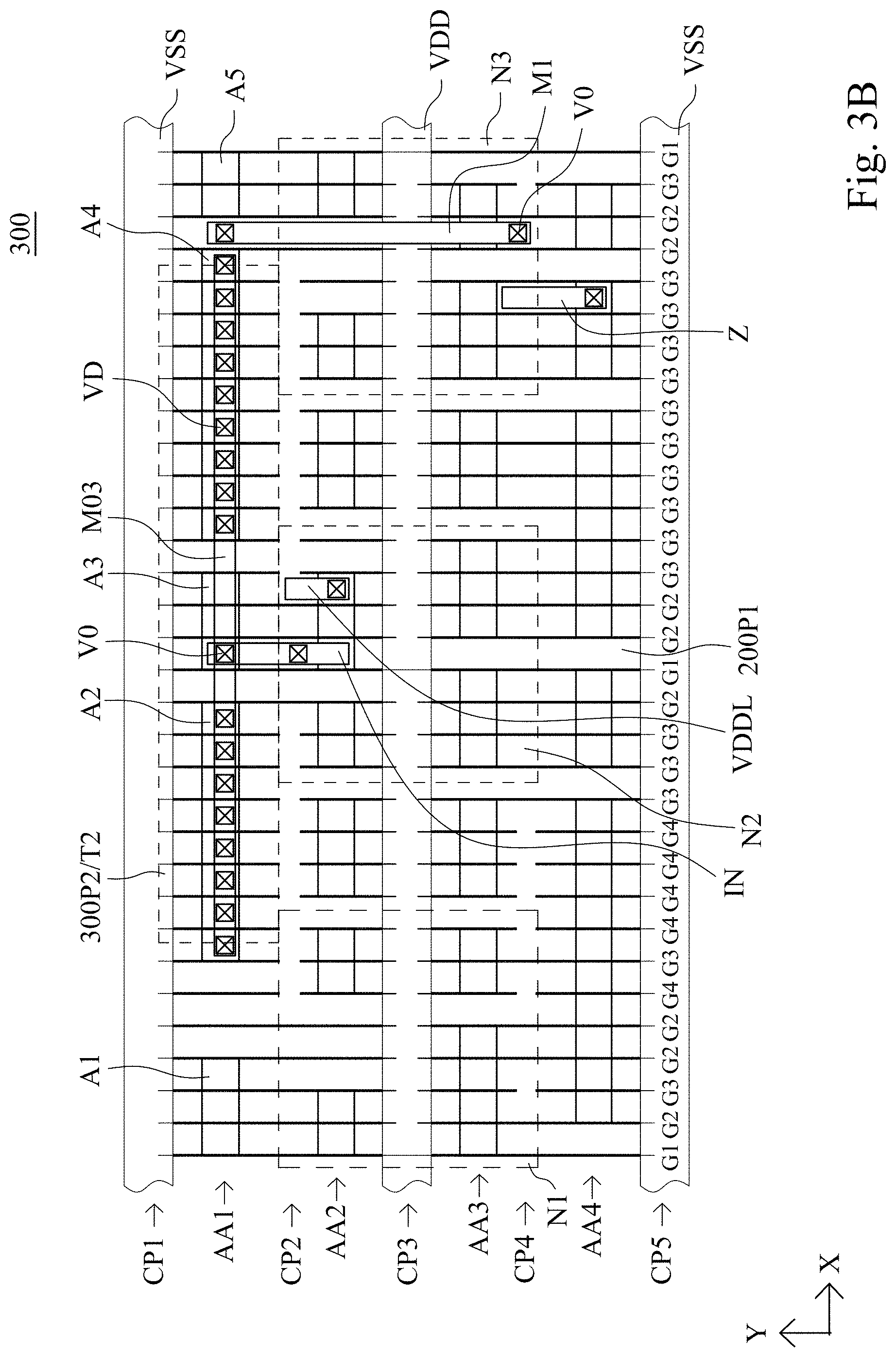Patent US11784646 Figure 5 – Combined function IC cell device, layout, and method