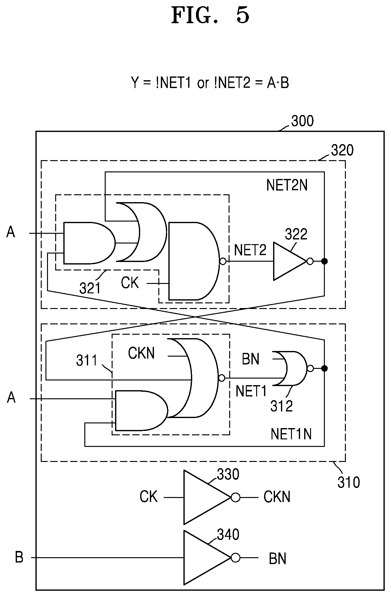 Patent US11784647 Figure 5 – Circuit performing logical operation and flip-flop including the circuit
