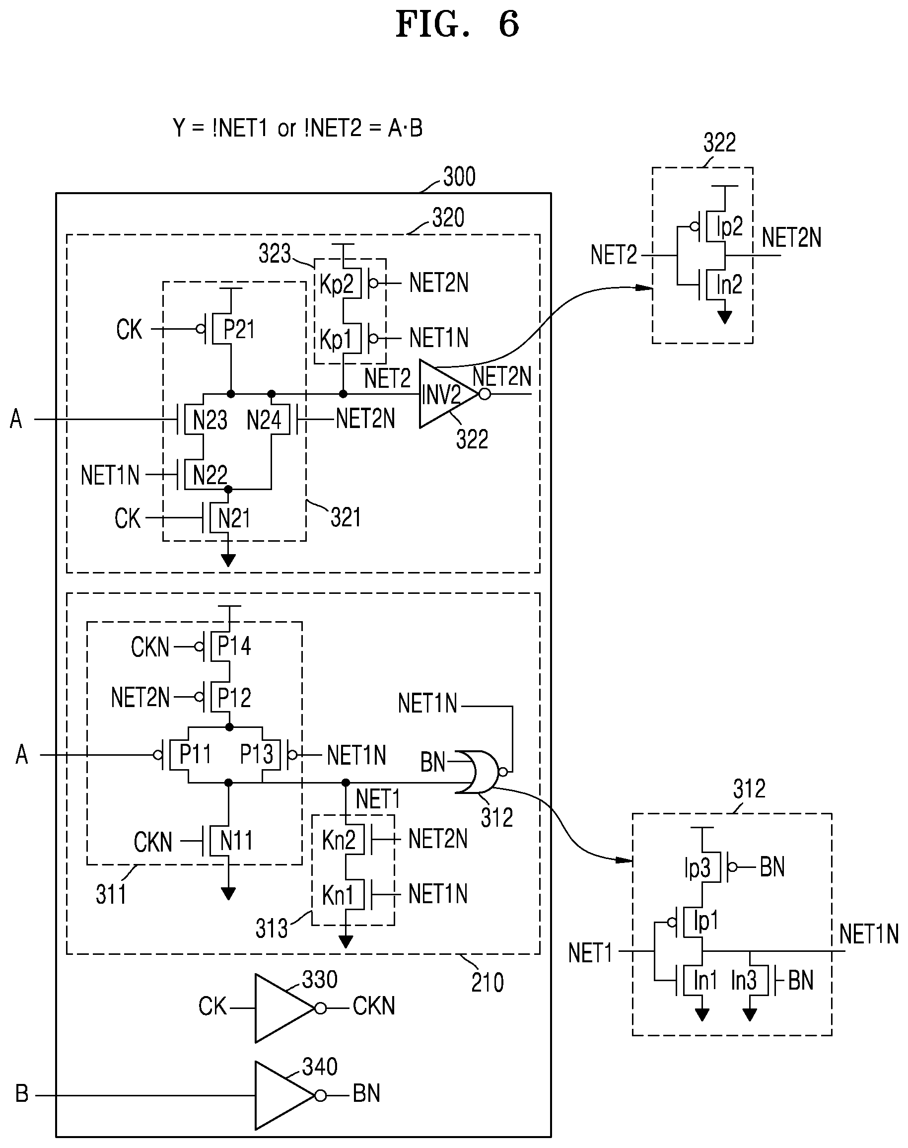 Patent US11784647 Figure 6 – Circuit performing logical operation and flip-flop including the circuit