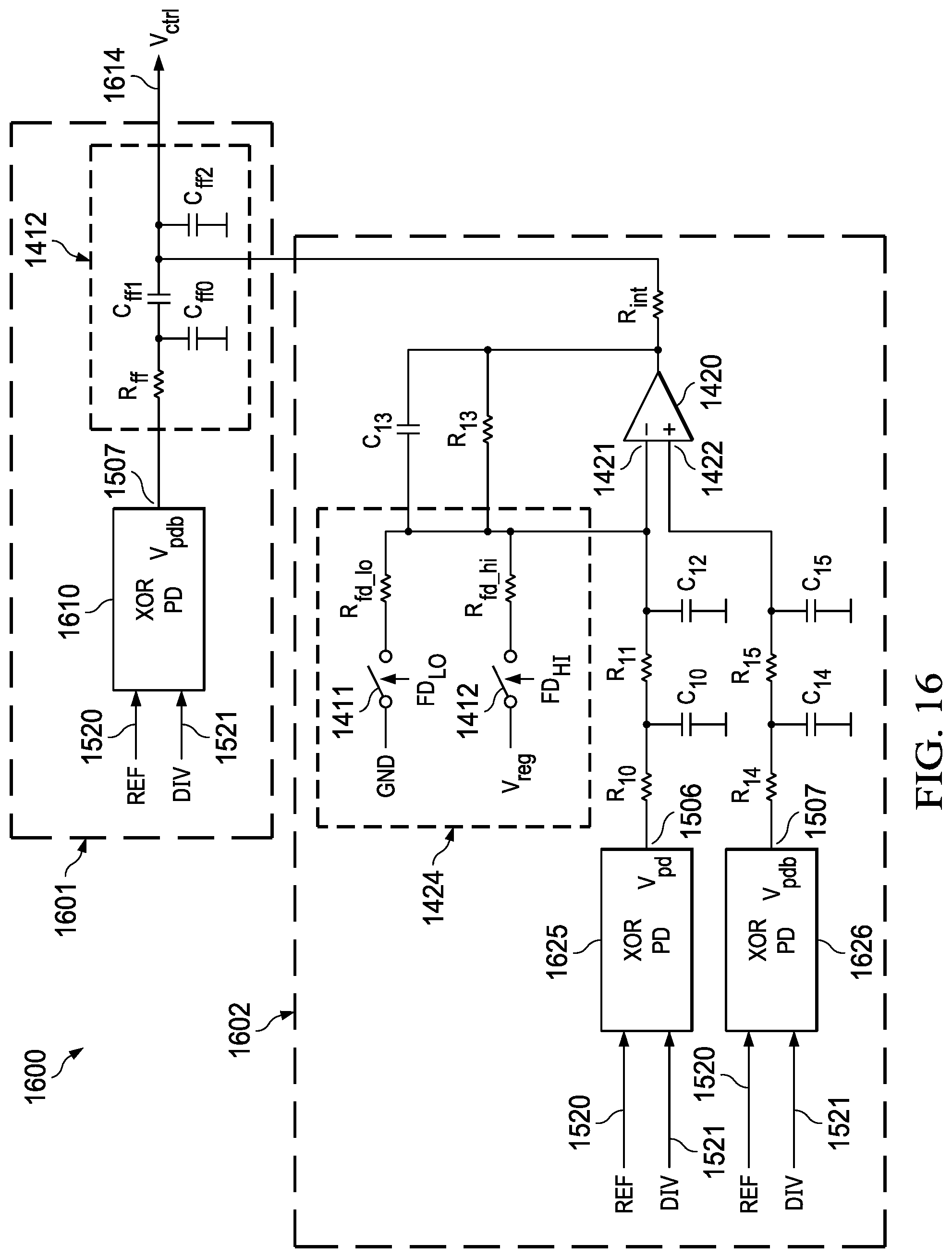 Patent US11784649 Figure 14 – High gain detector techniques for high bandwidth low noise phase-locked loops