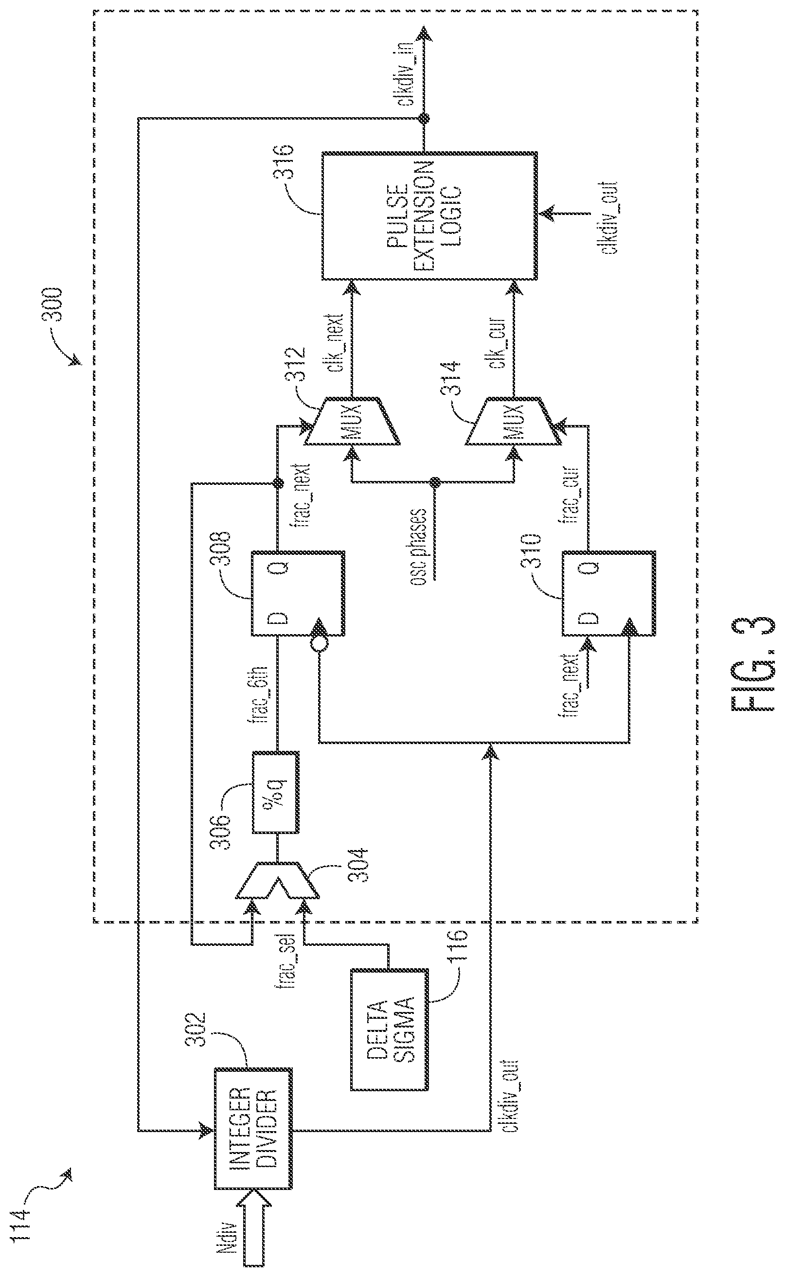 Patent US11784651 Figure 3 – Circuitry and methods for fractional division of high-frequency clock signals