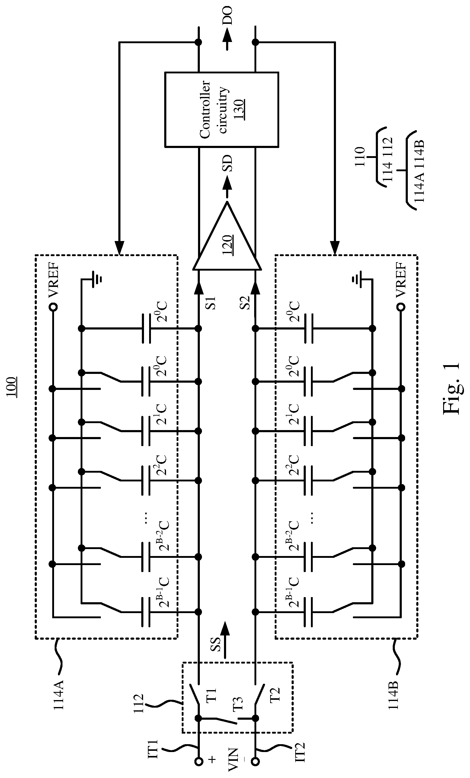 Patent US11784658 — Successive approximation register analog to digital converter and signal conversion method — Figure 1